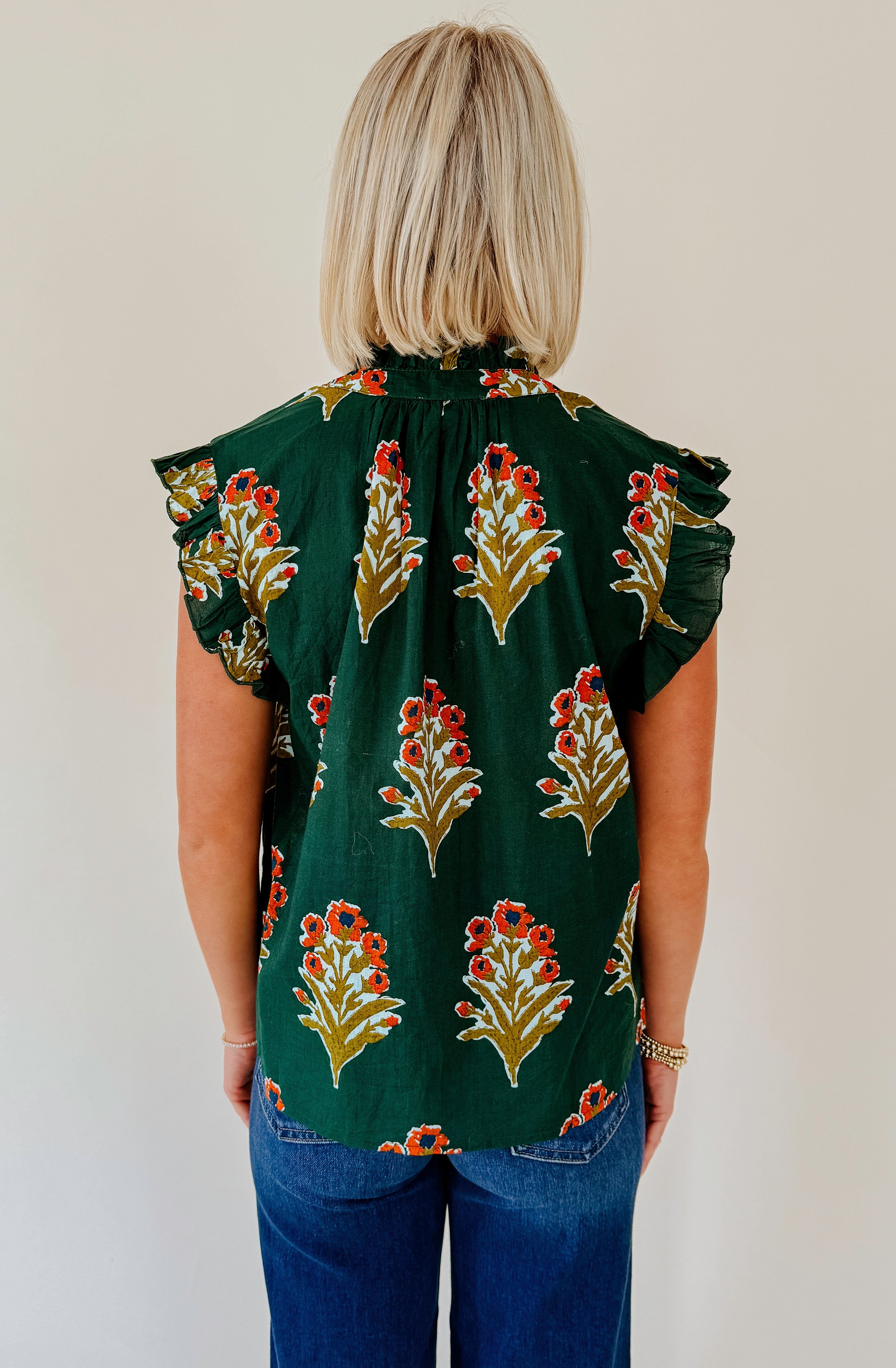 GREEN WITH ENVY FLORAL BLOUSE