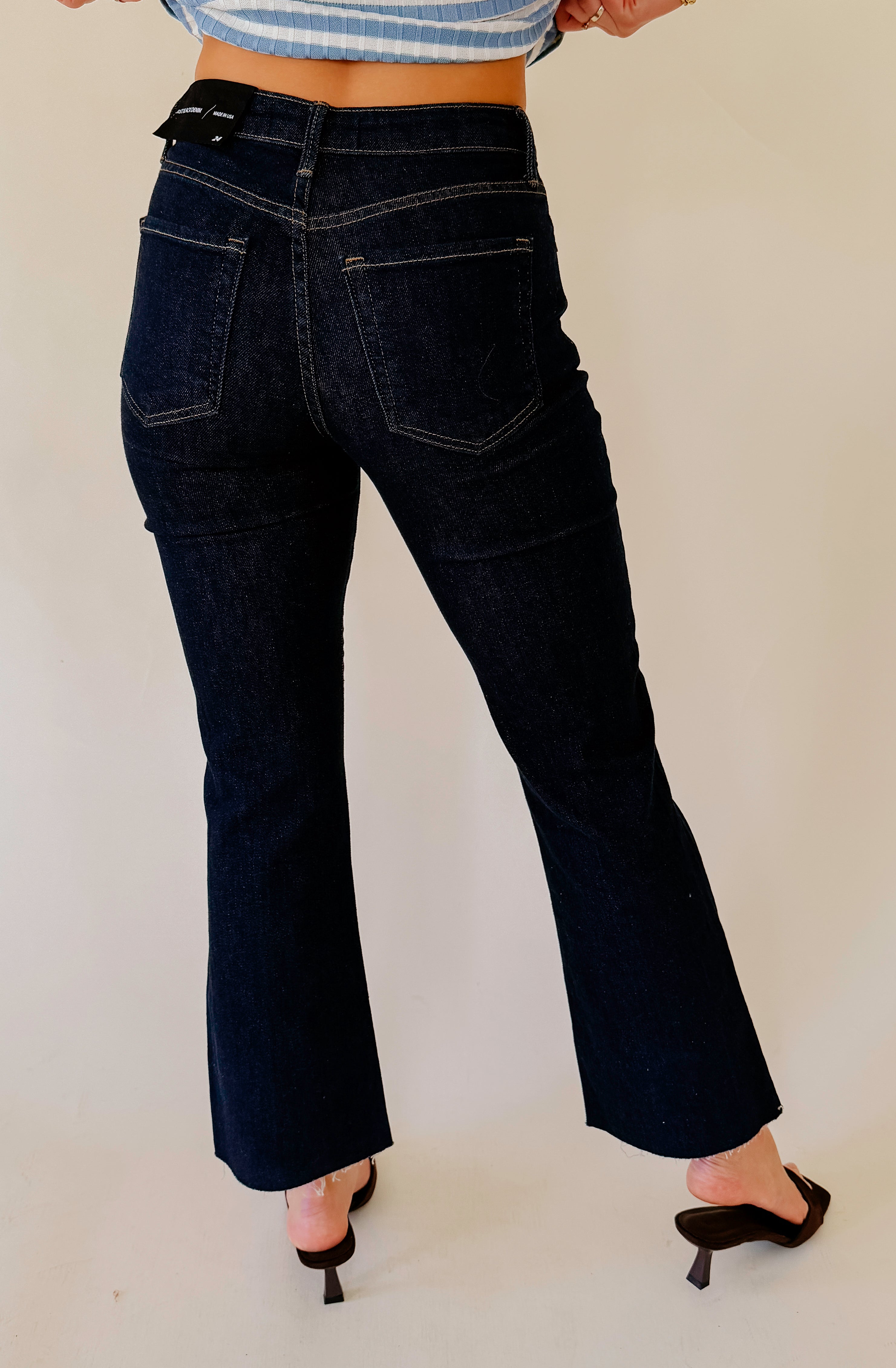 JUST BLACK CROPPED FLARE TALL DENIM