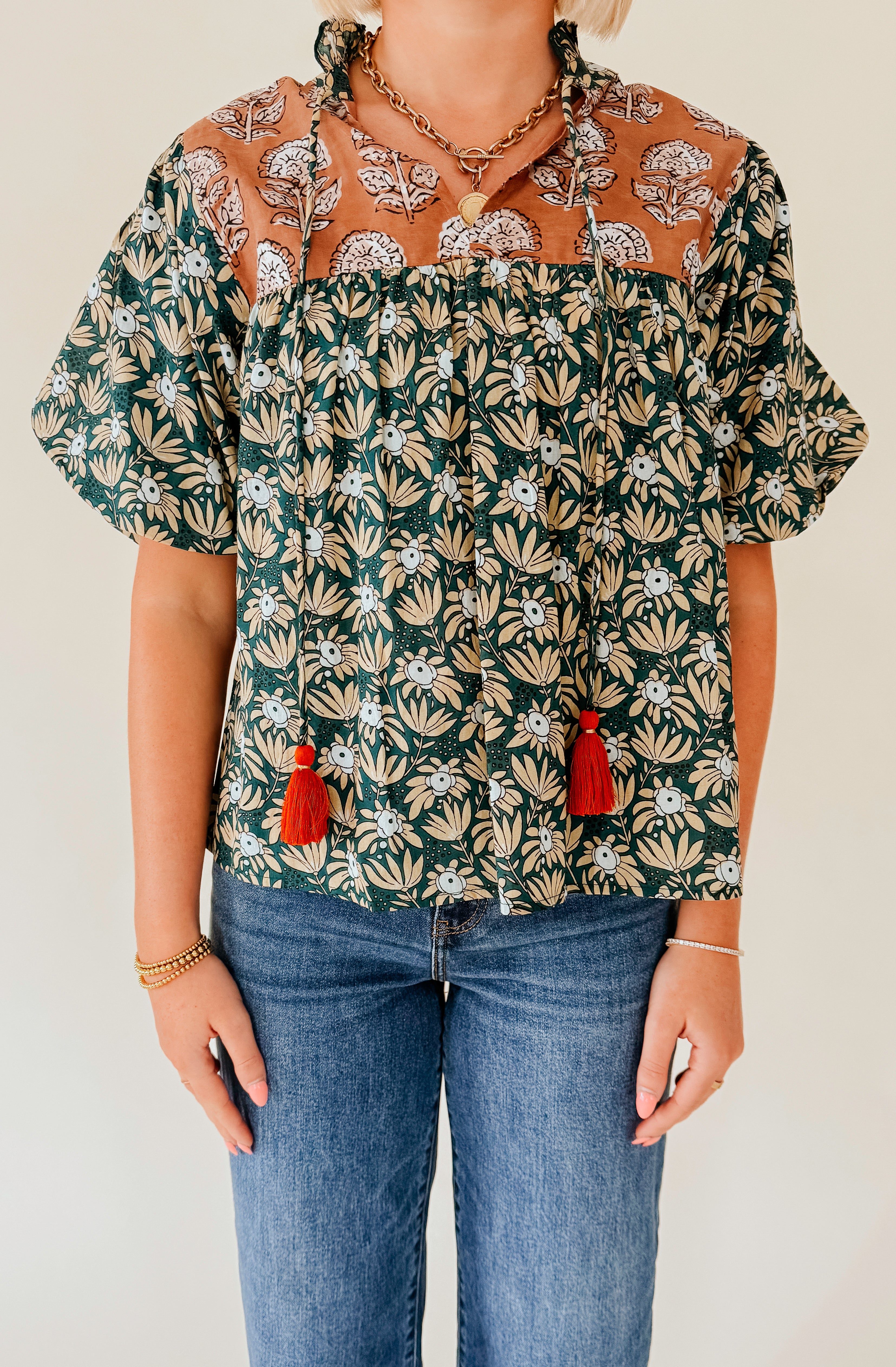 FEELS LIKE FALL PRINTED BLOUSE