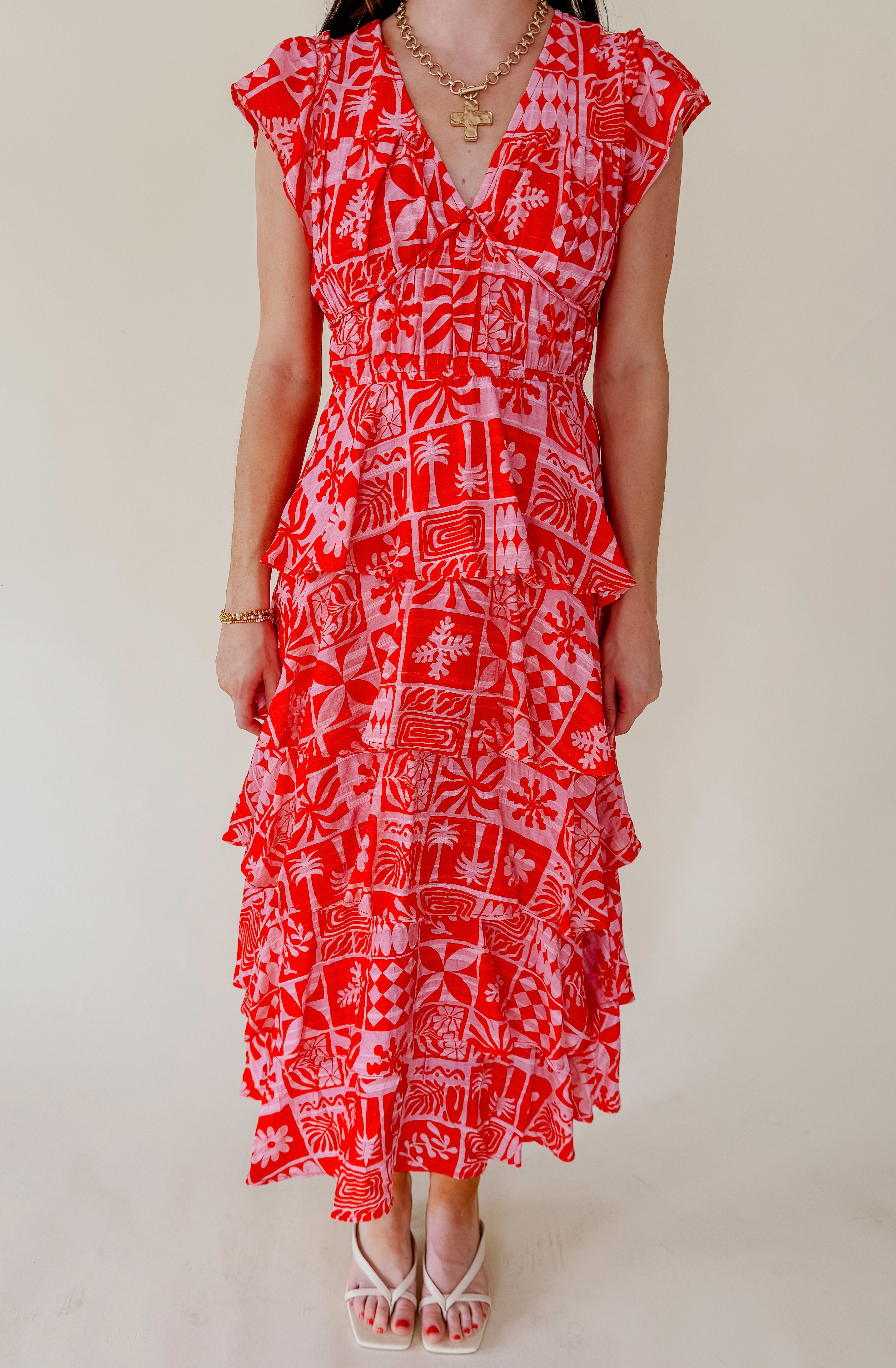 TIKI BAR PRINTED MIDI DRESS