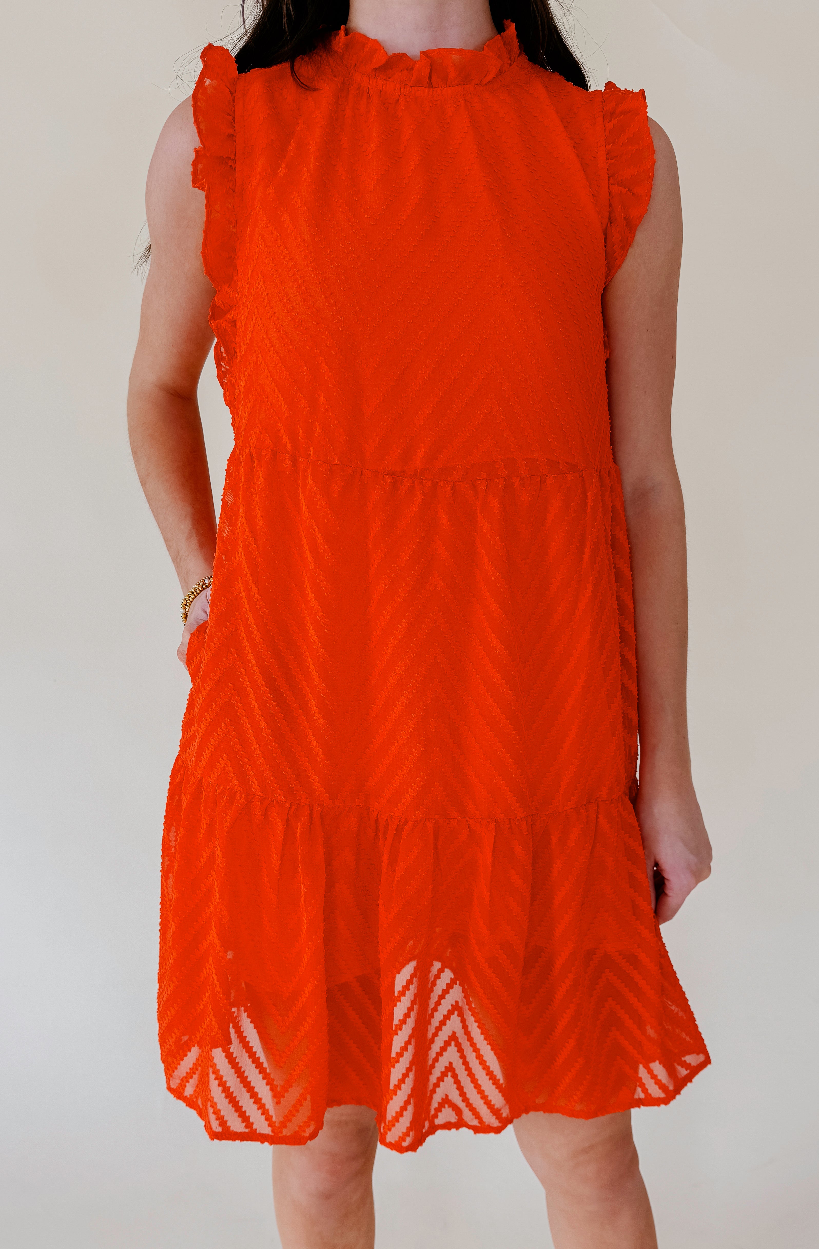 ORANGE YA GLAD HIGH NECK DRESS