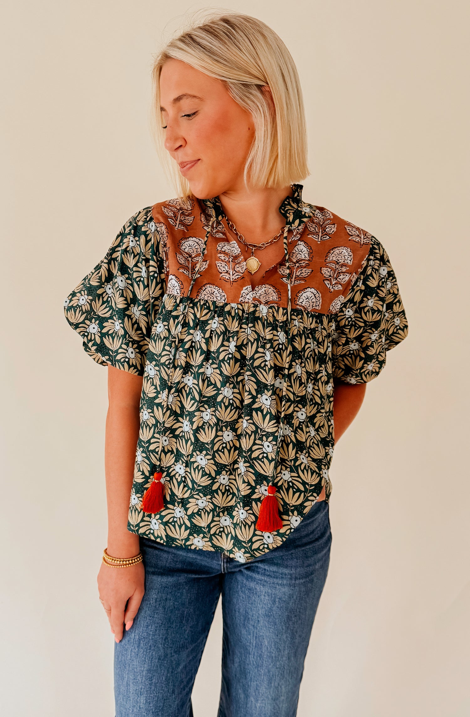 FEELS LIKE FALL PRINTED BLOUSE