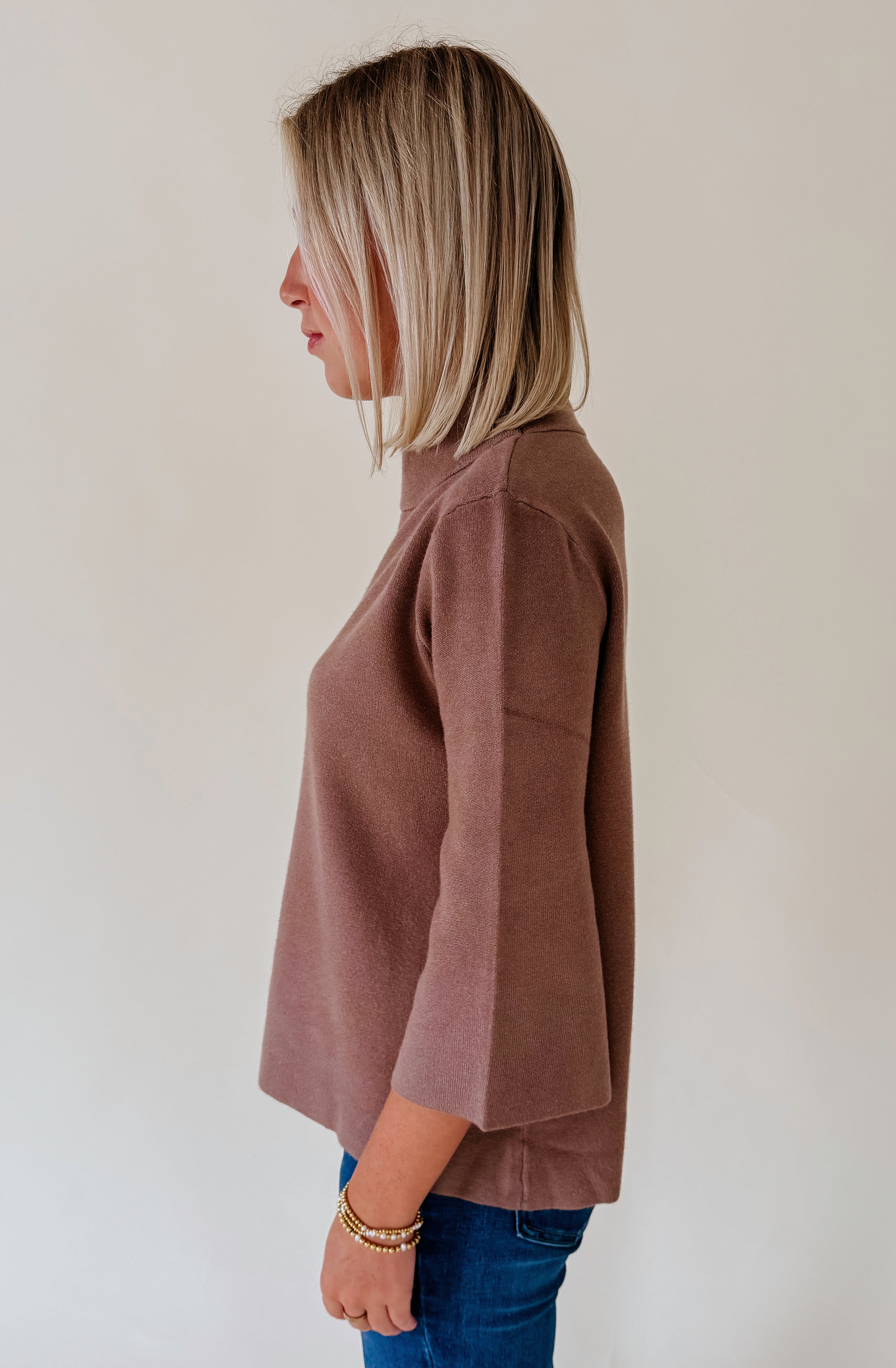 FALL FORWARD MOCK KNIT SWEATER