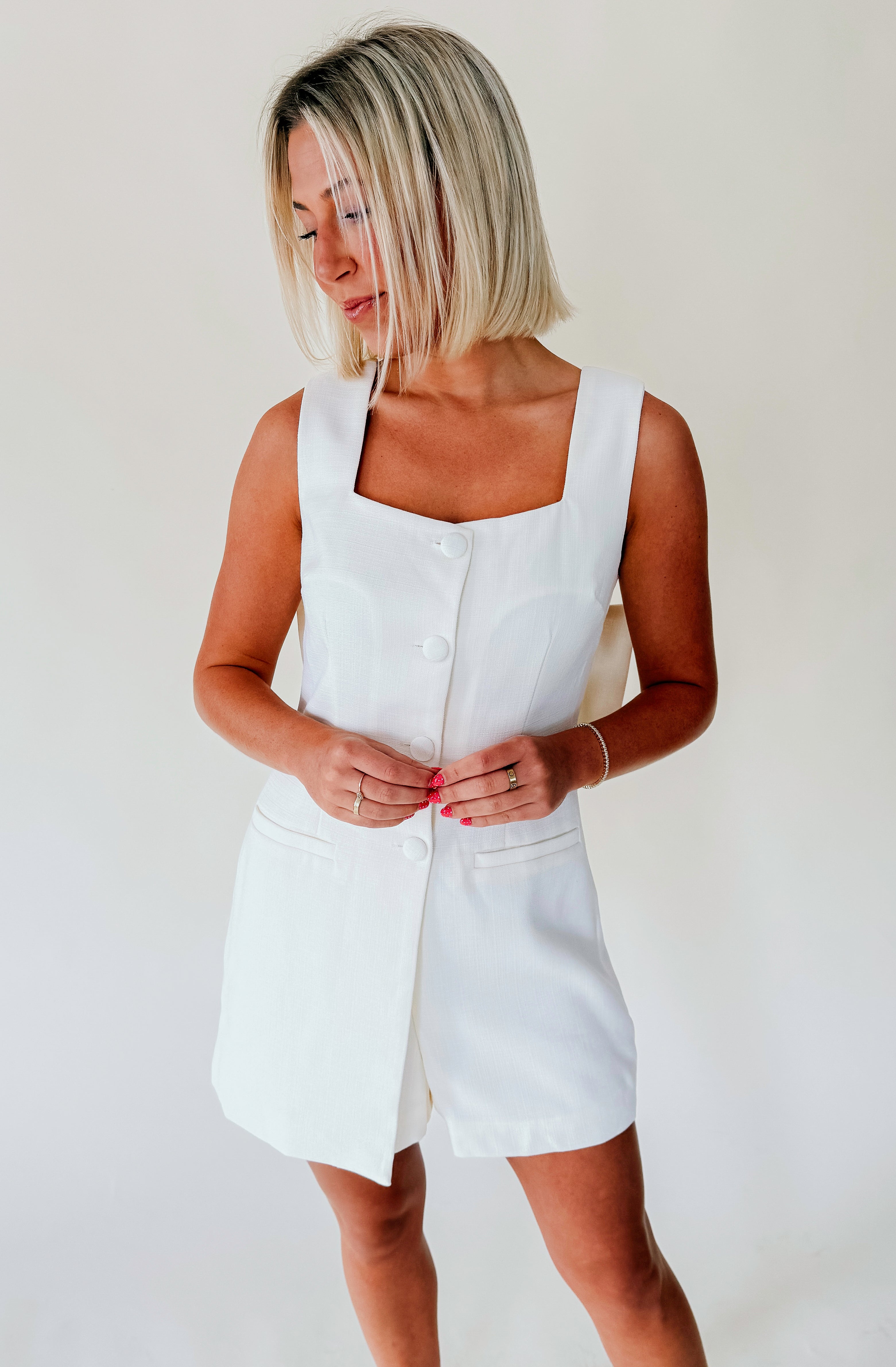 TO THE CHAPEL BUTTONED ROMPER