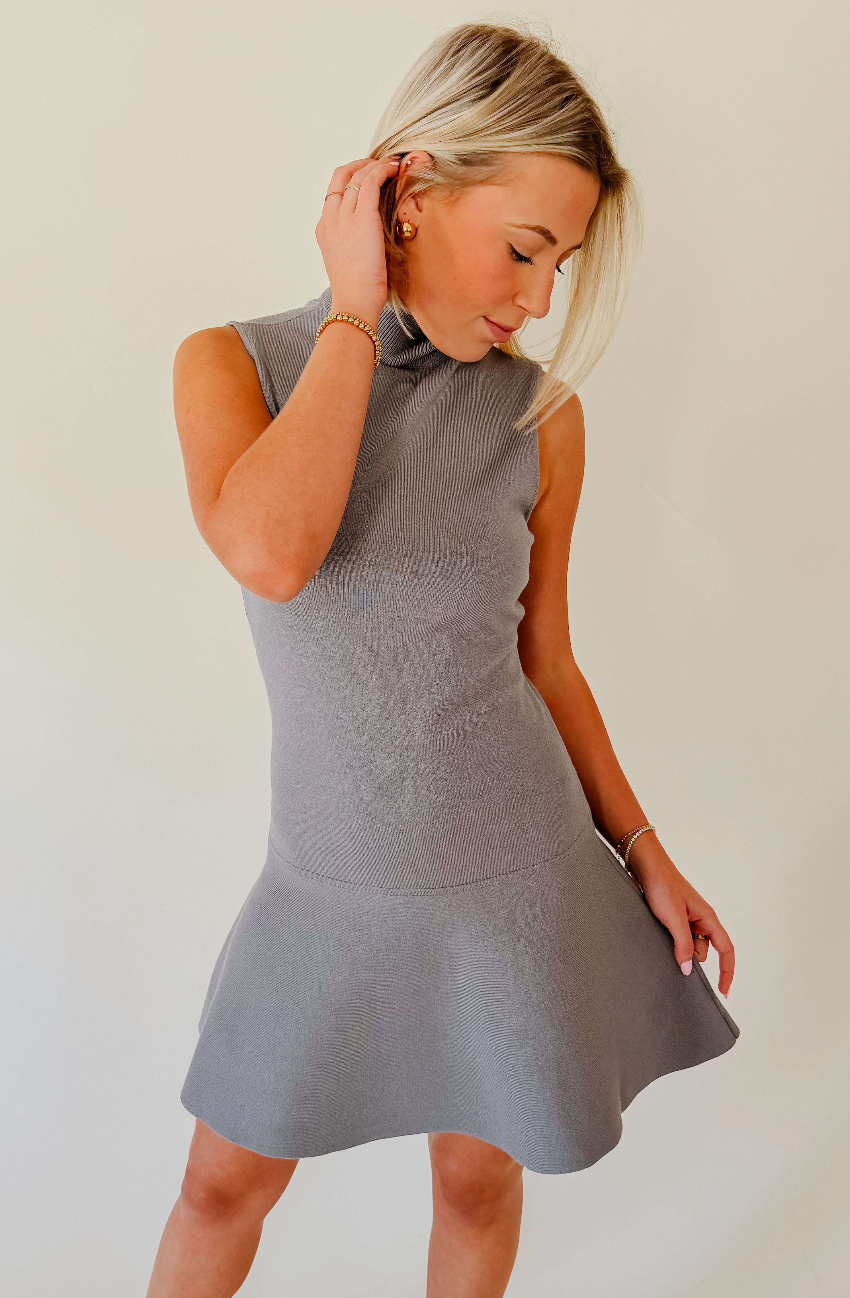 STEVE MADDEN BRESLIN SWEATER DRESS GREY HEATHER / L STEVE MADDEN BRESLIN SWEATER DRESS GREY HEATHER / L