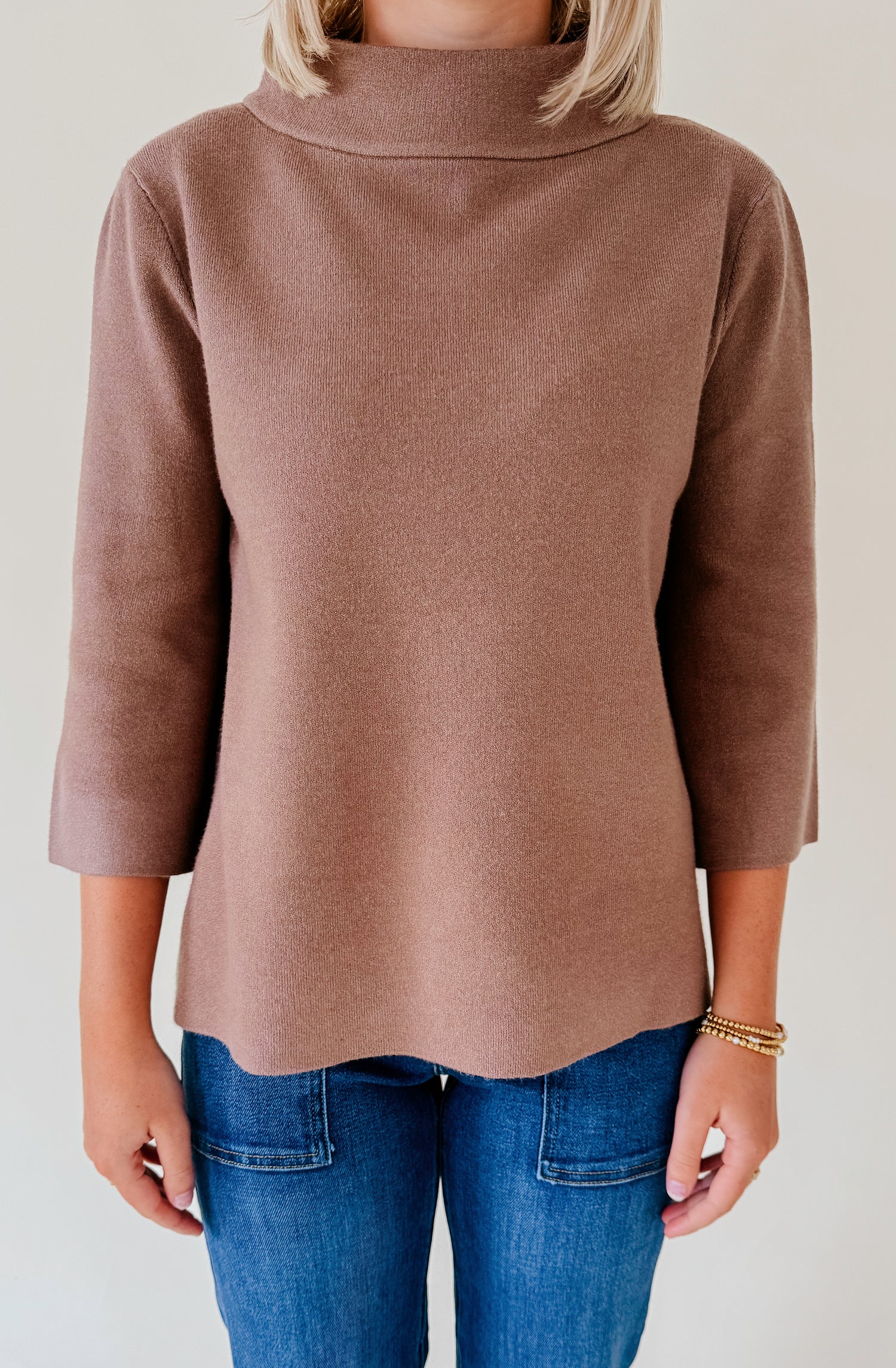 FALL FORWARD MOCK KNIT SWEATER