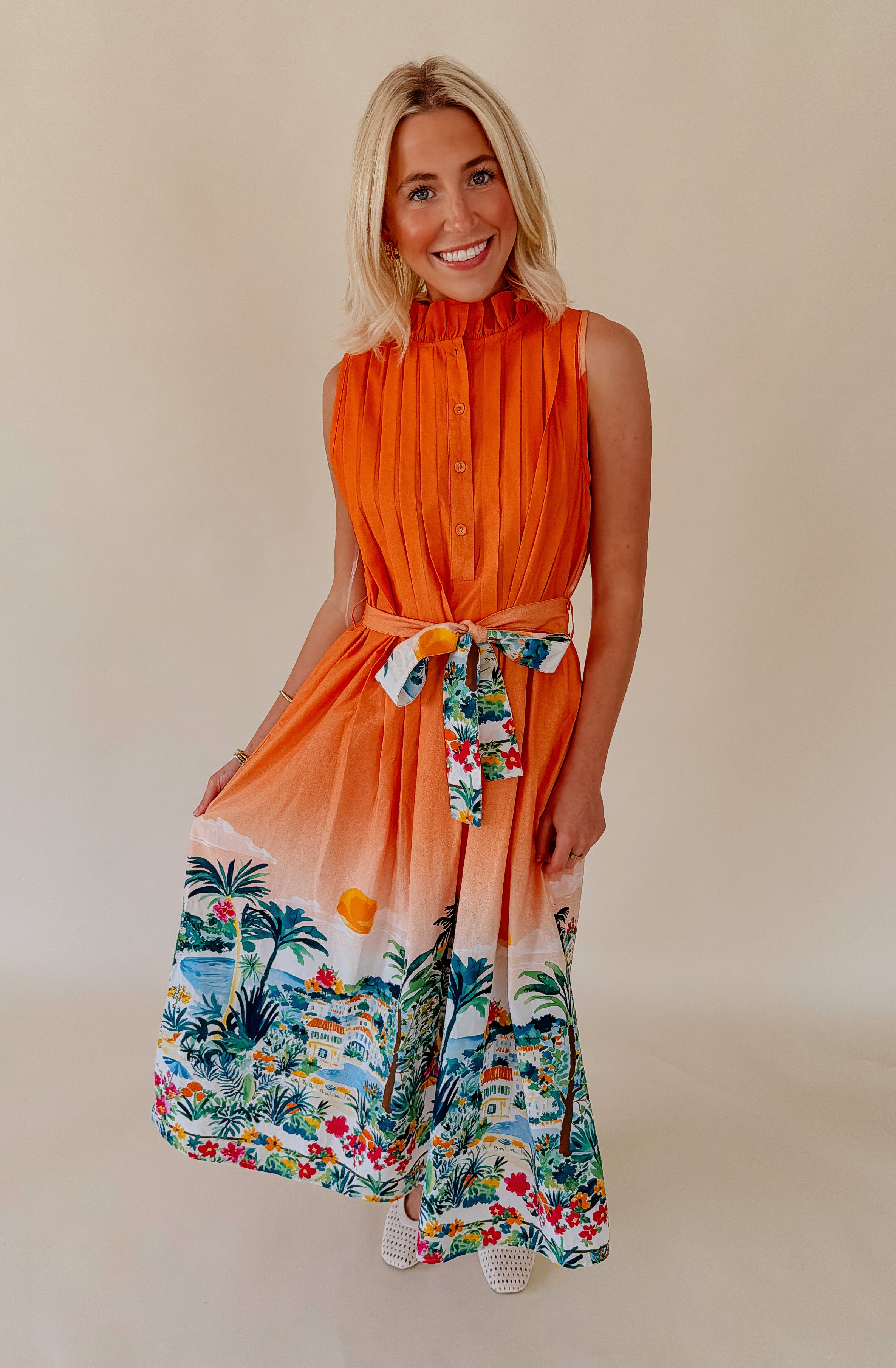 SUNSET NIGHTS BUTTONED MIDI DRESS