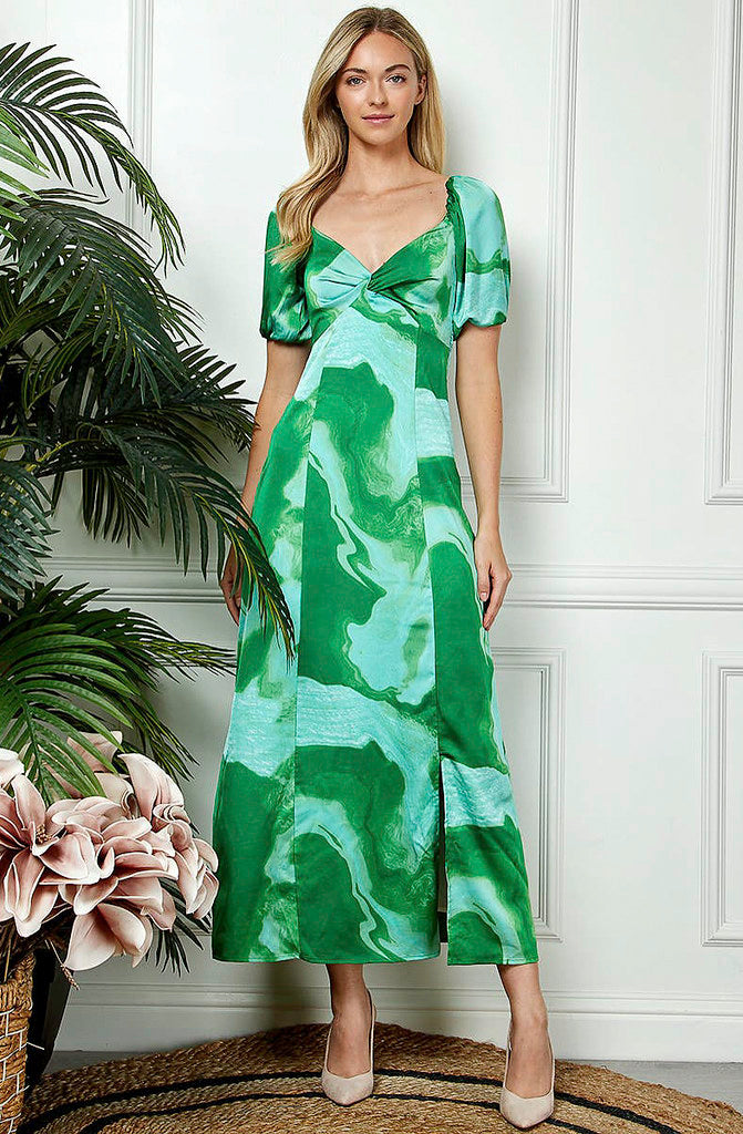 JUST A SPLASH MAXI SPLIT DRESS