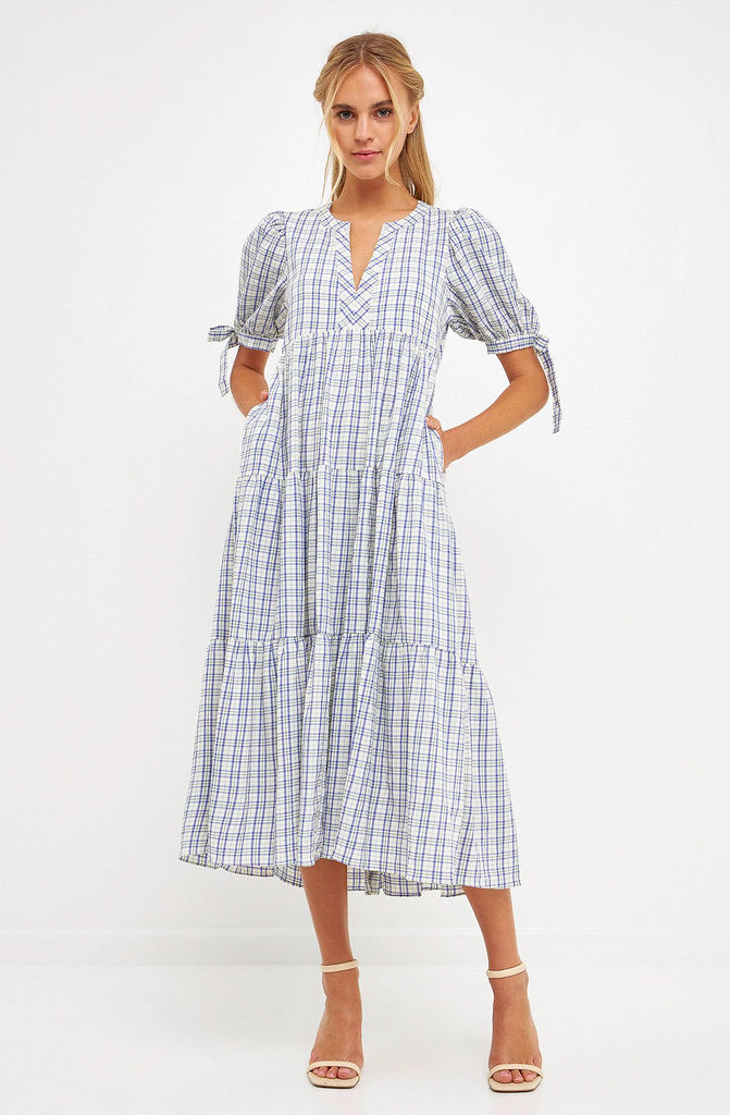 PLAID REPUTATION MIDI DRESS