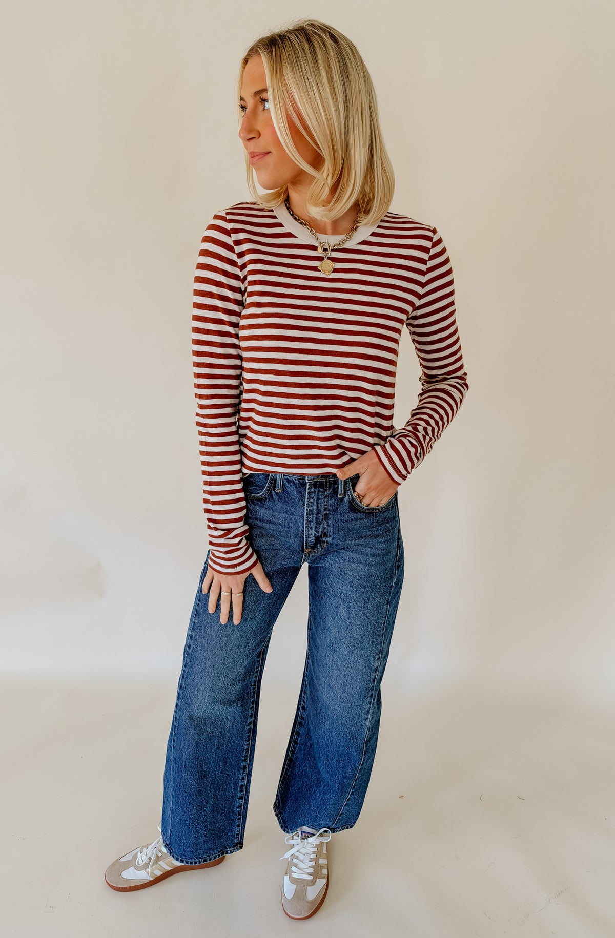 Z SUPPLY JUNIE LONG SLEEVE STRIPE SLUB TEE