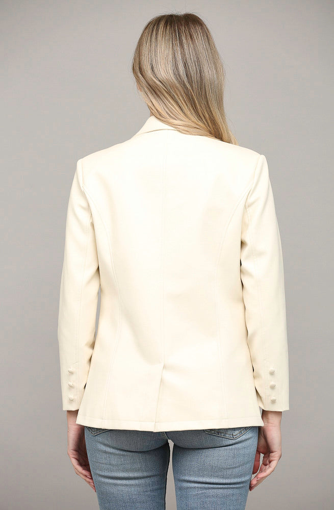 SHE MEANS BUSINESS FAUX LEATHER BLAZER