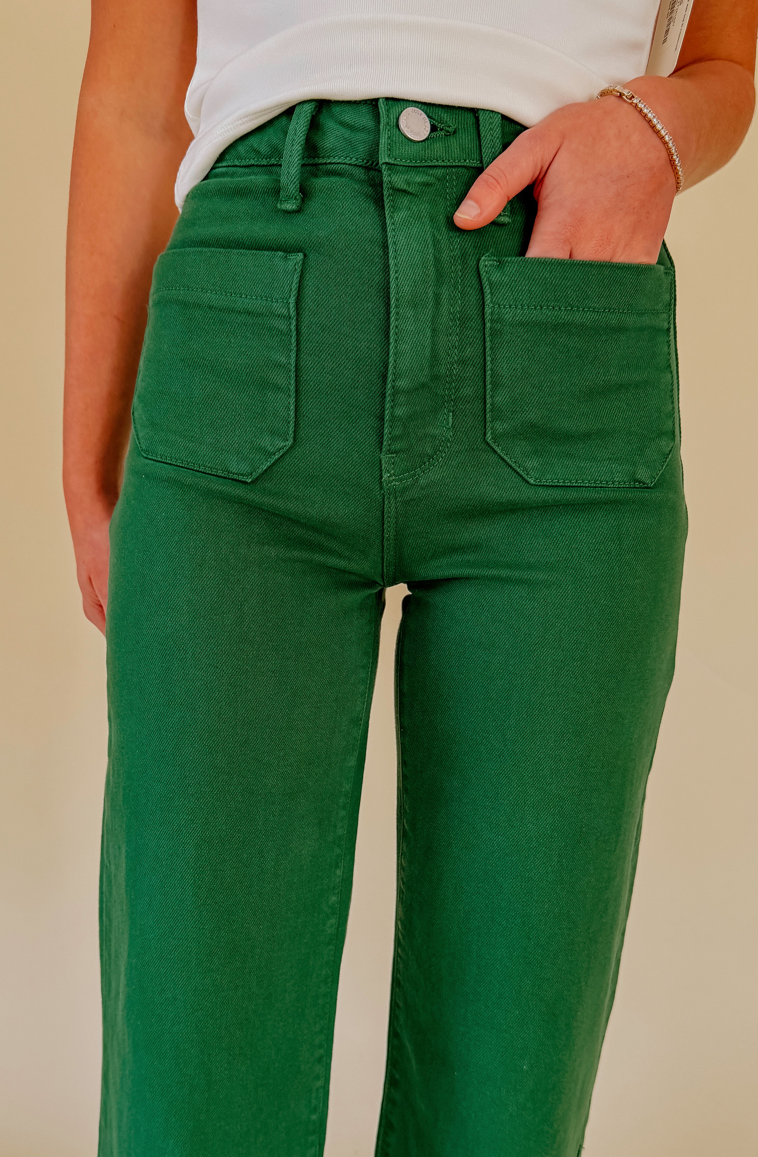 JUST BLACK PATCH POCKET WIDE LEG DENIM