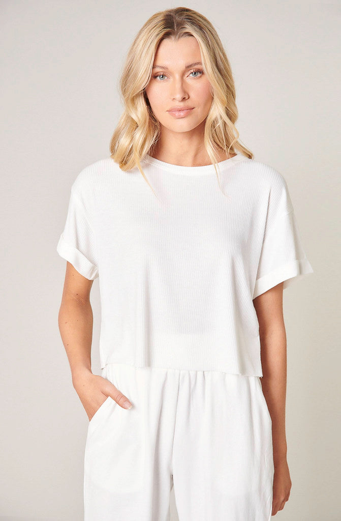 MONTREAL RIBBED KNIT BOXY TEE
