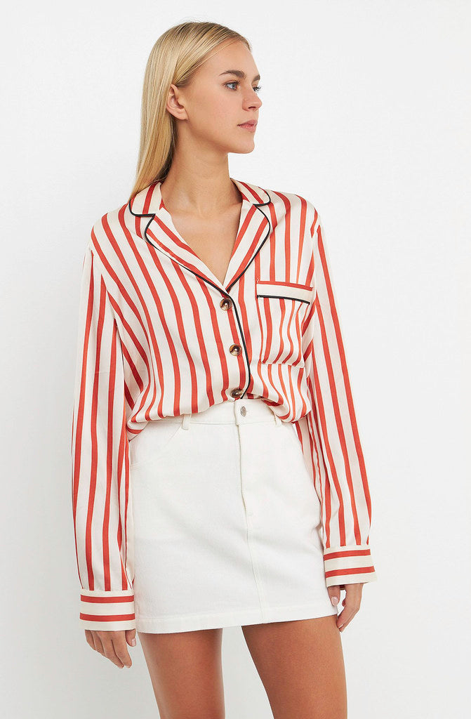 COLOR ME FALL SILKY BUTTON UP