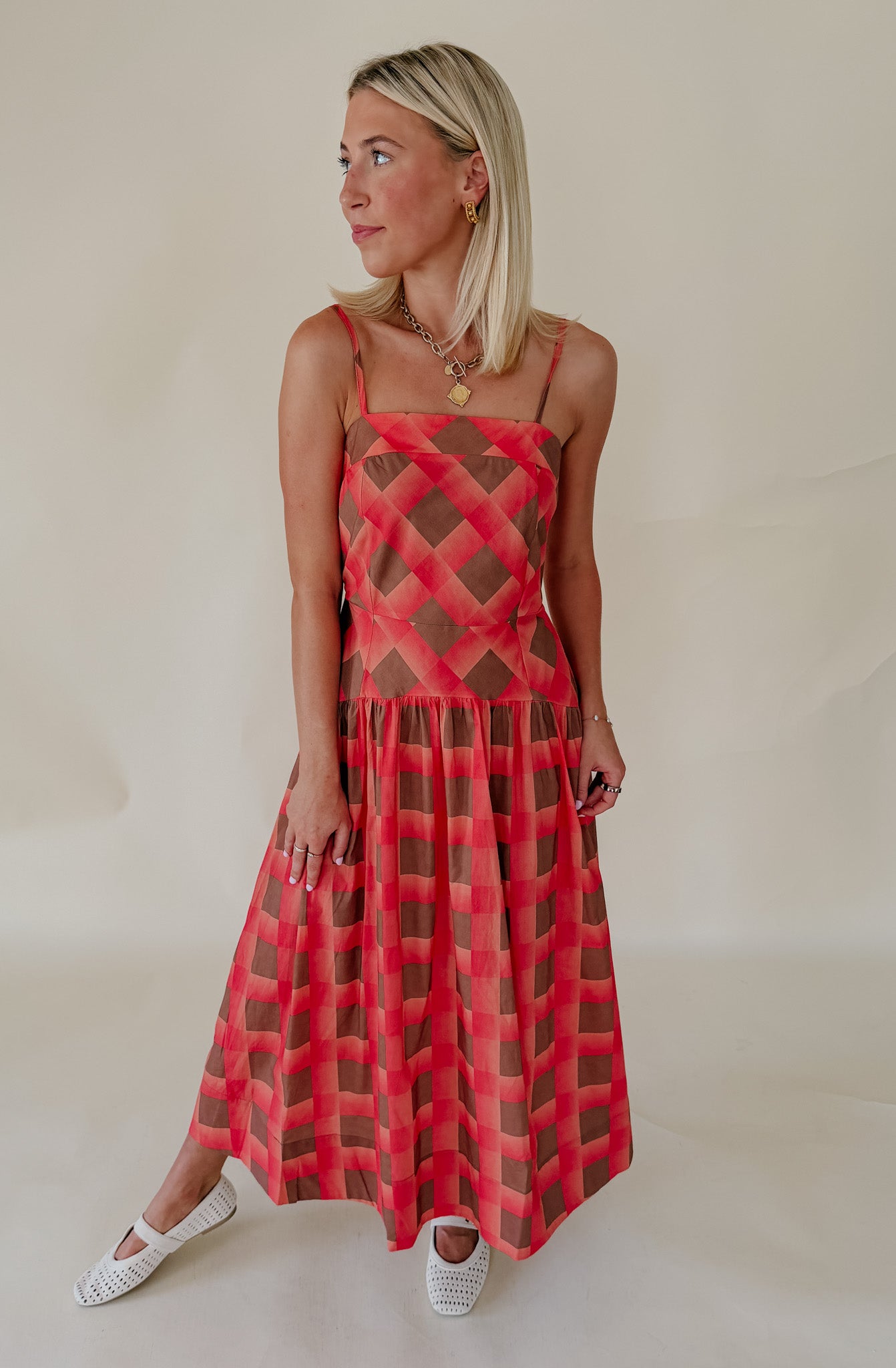 CORAL YA LATER MIDI DRESS