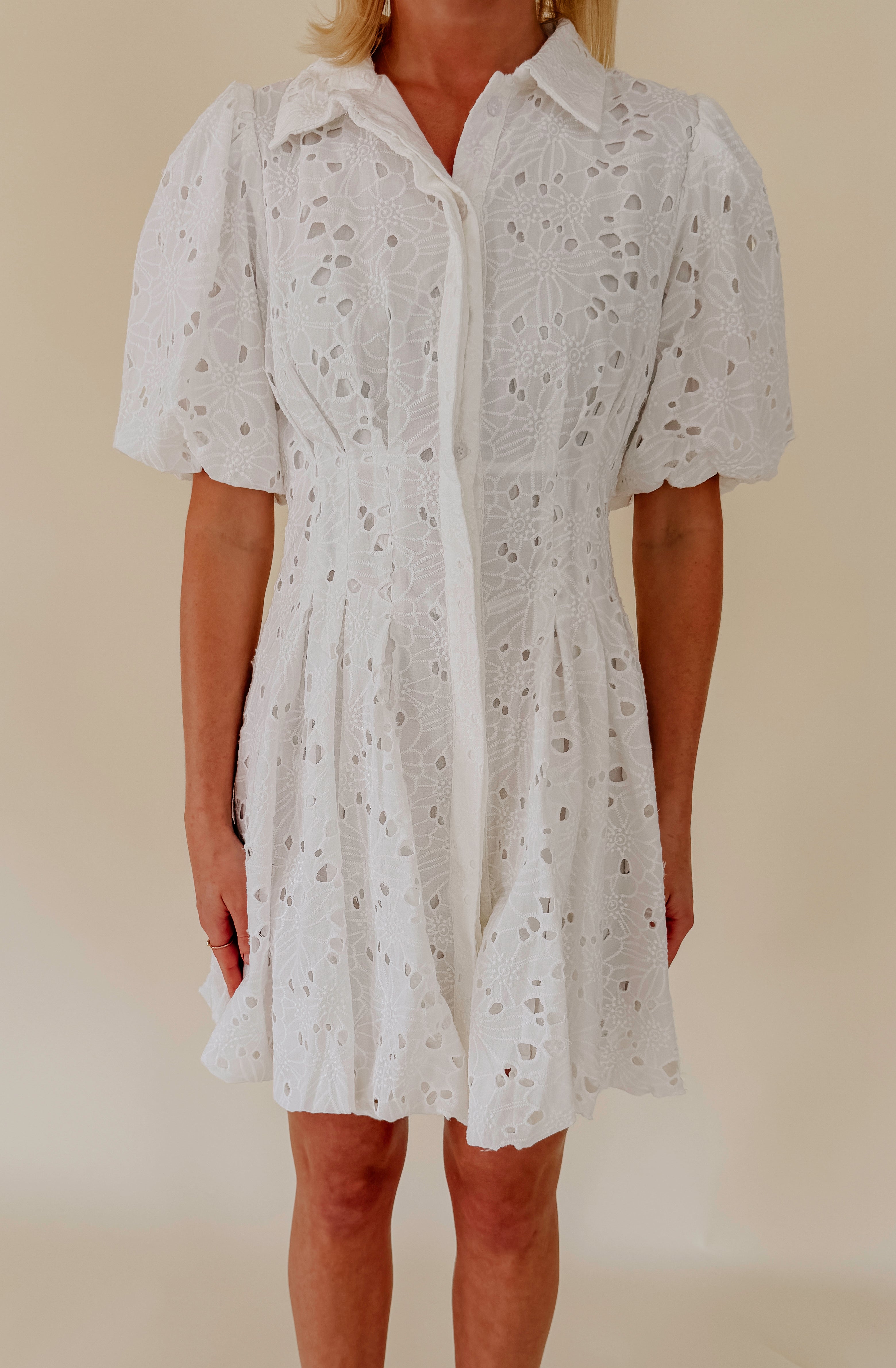 THE BLANCHE EYELET MINI DRESS