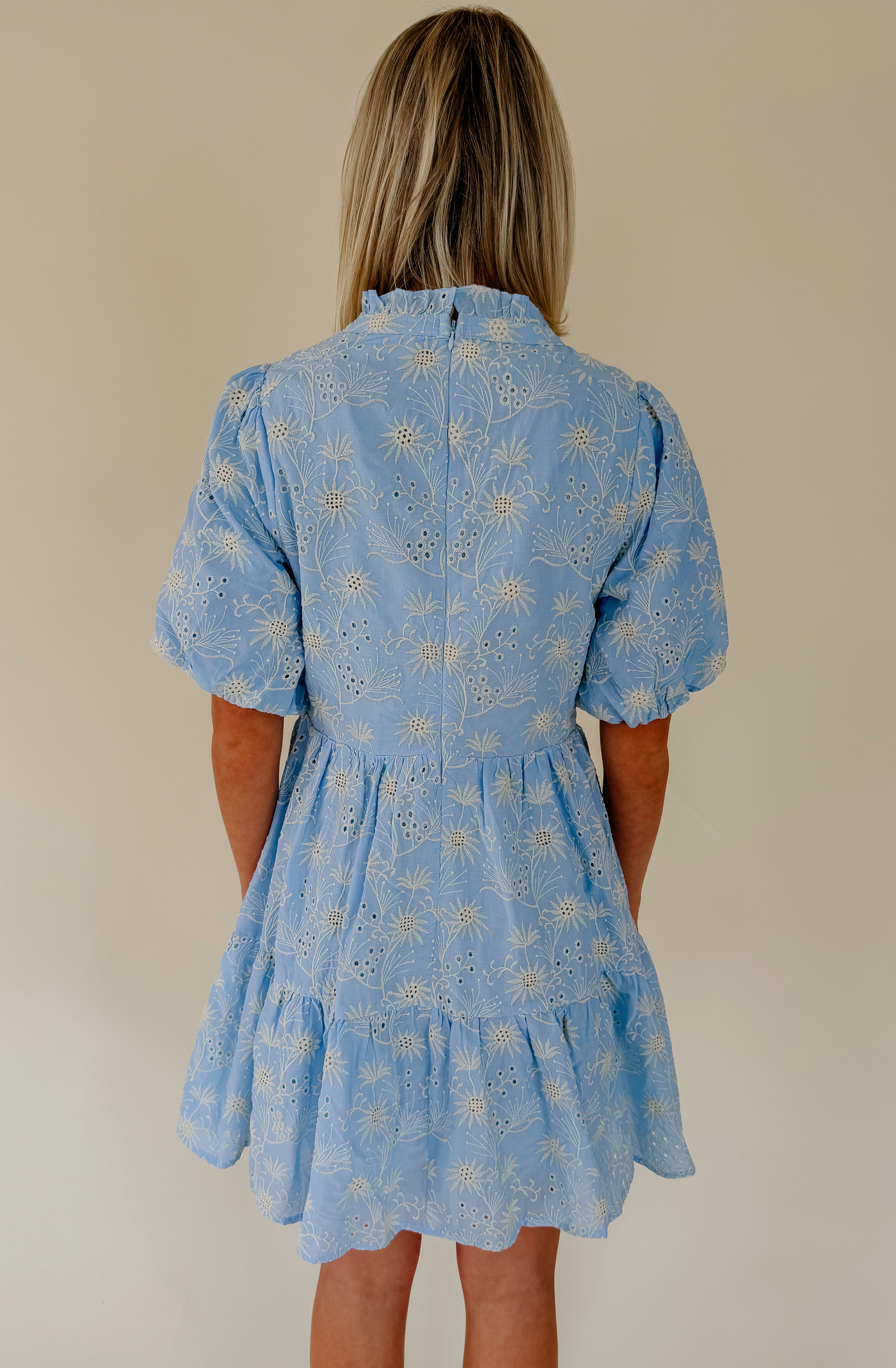 BLUE SKIES EMBROIDERED DRESS