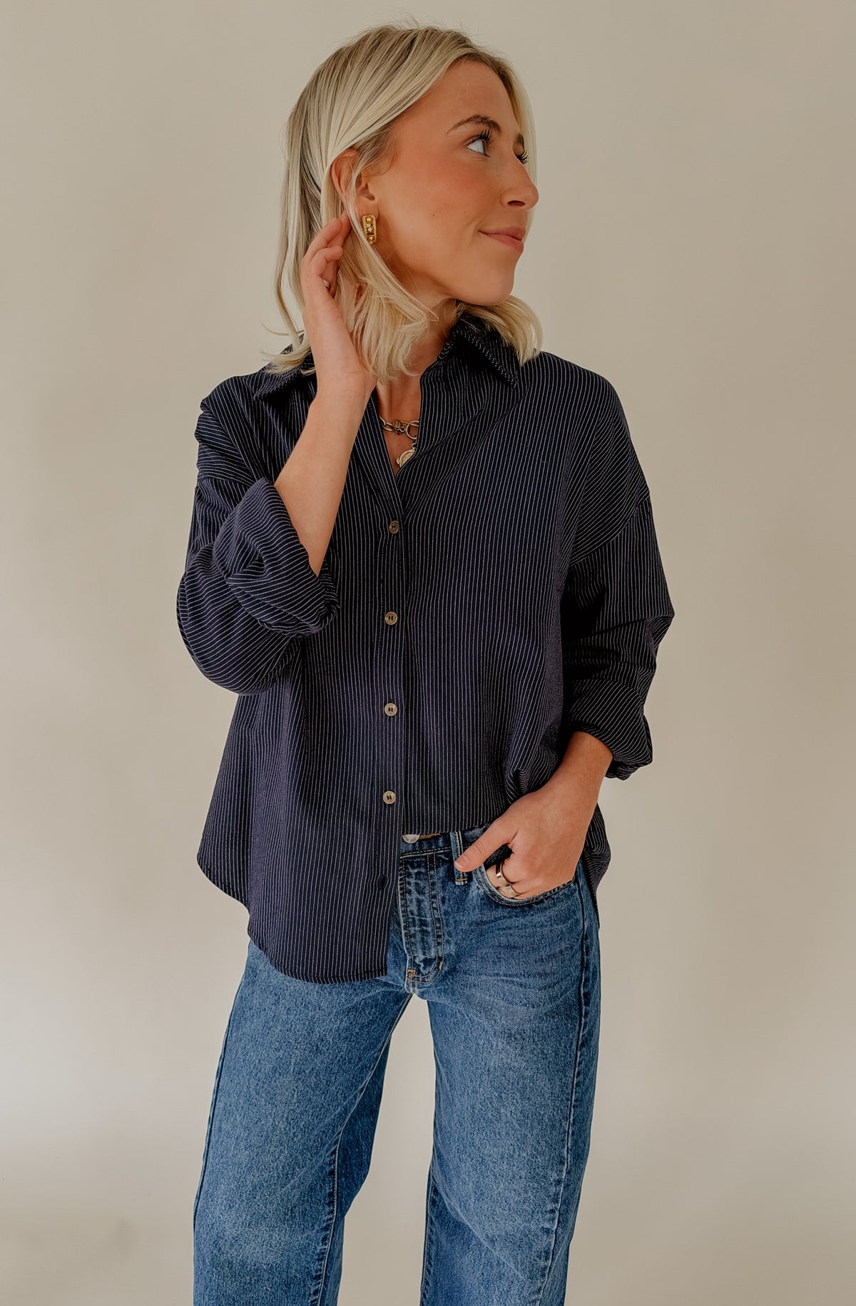 ON THE REGULAR STRIPED BUTTON DOWN