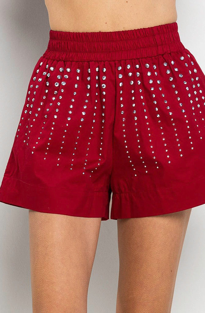 GAMEDAY GLAM RHINESTONE SHORTS