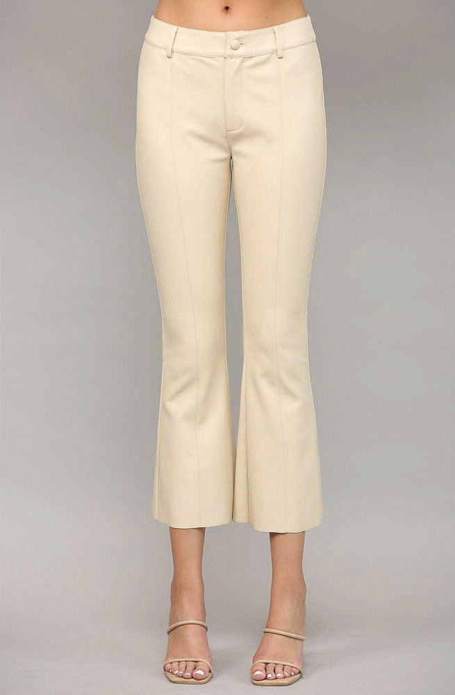 LEATHER WEATHER FLARE FAUX LEATHER PANT