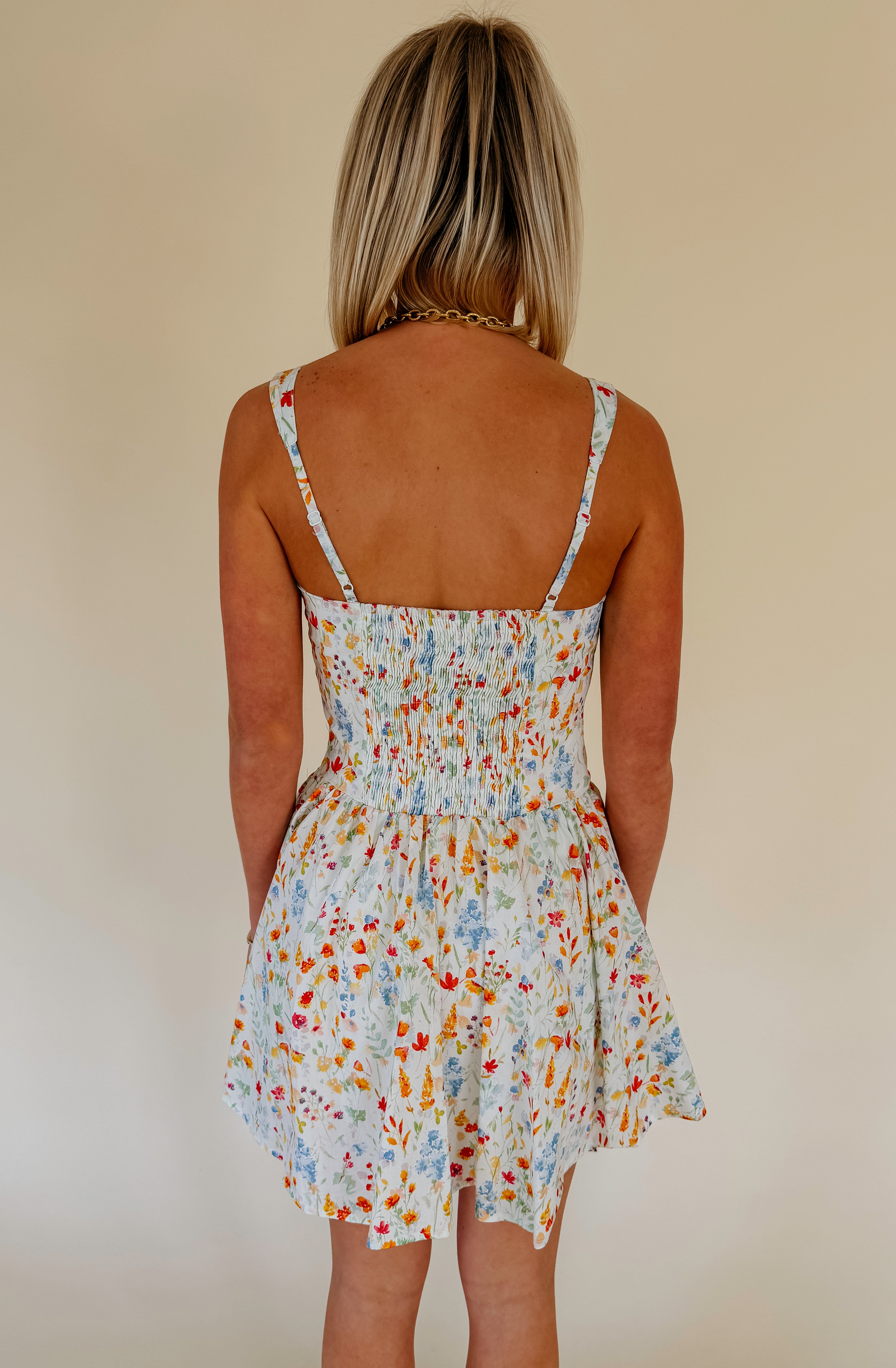 THERE SHE GOES FLORAL MINI DRESS