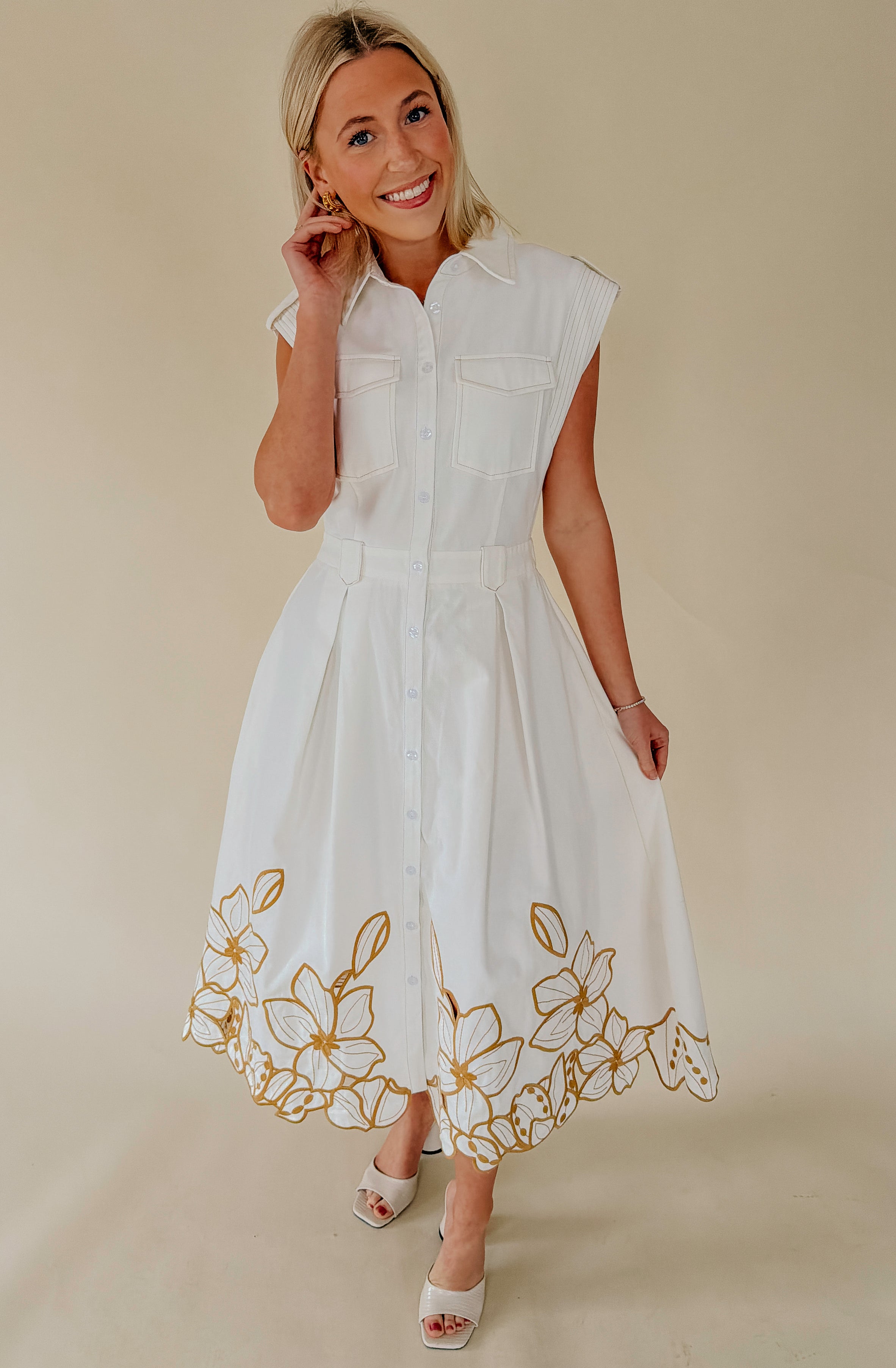 BEACH YOU TO IT EMBROIDERED MIDI