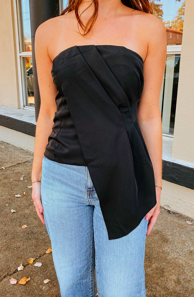 OUT FOR THE NIGHT STRAPLESS ASSYMETRICAL TOP
