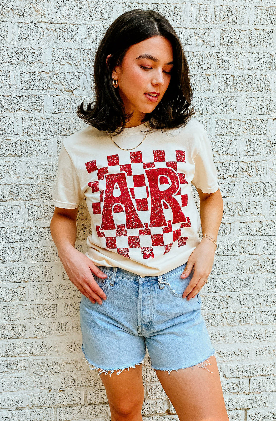 CHECKERED ARKANSAS TEE
