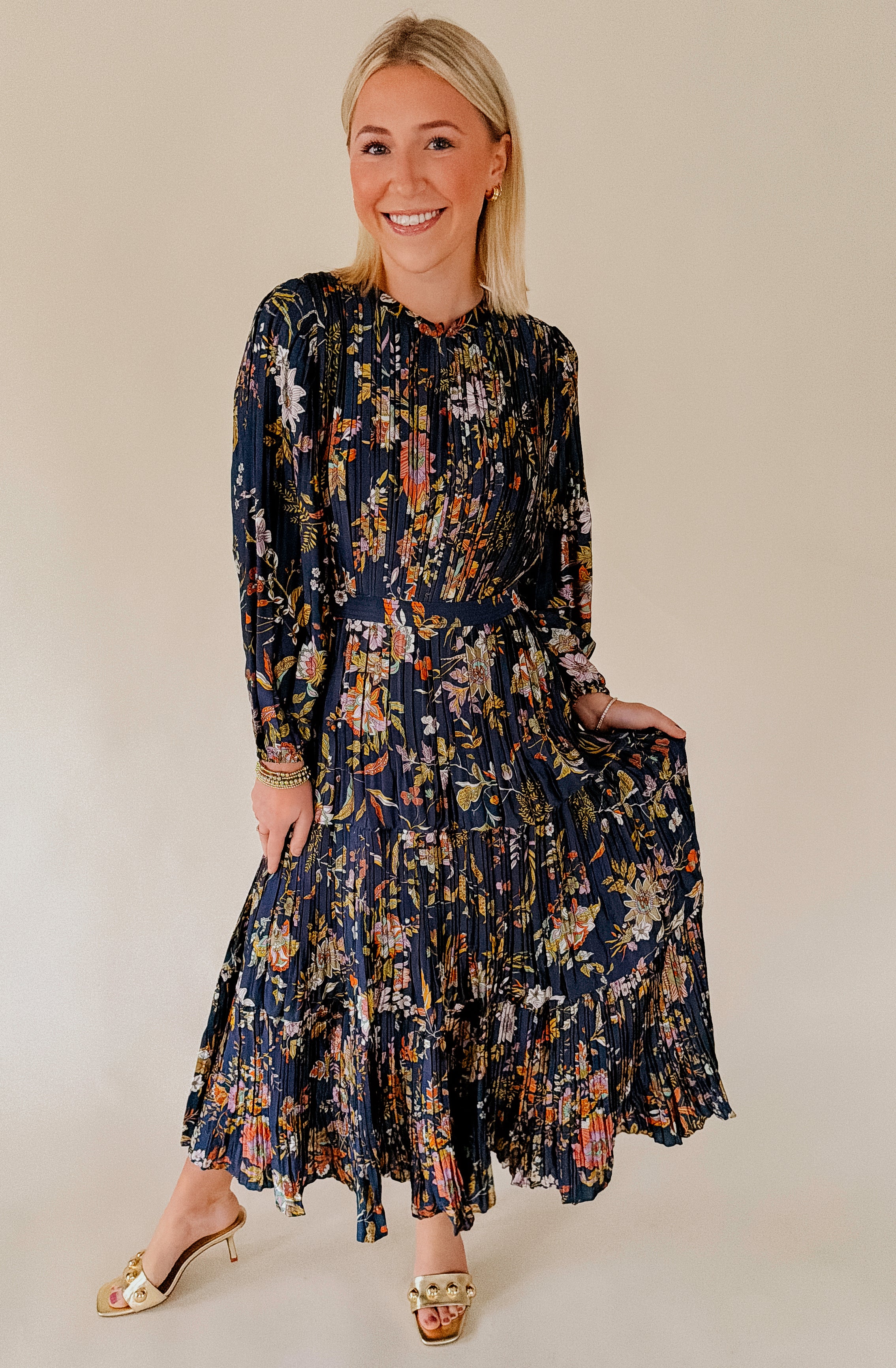 THE AMBER PLEATED MIDI DRESS