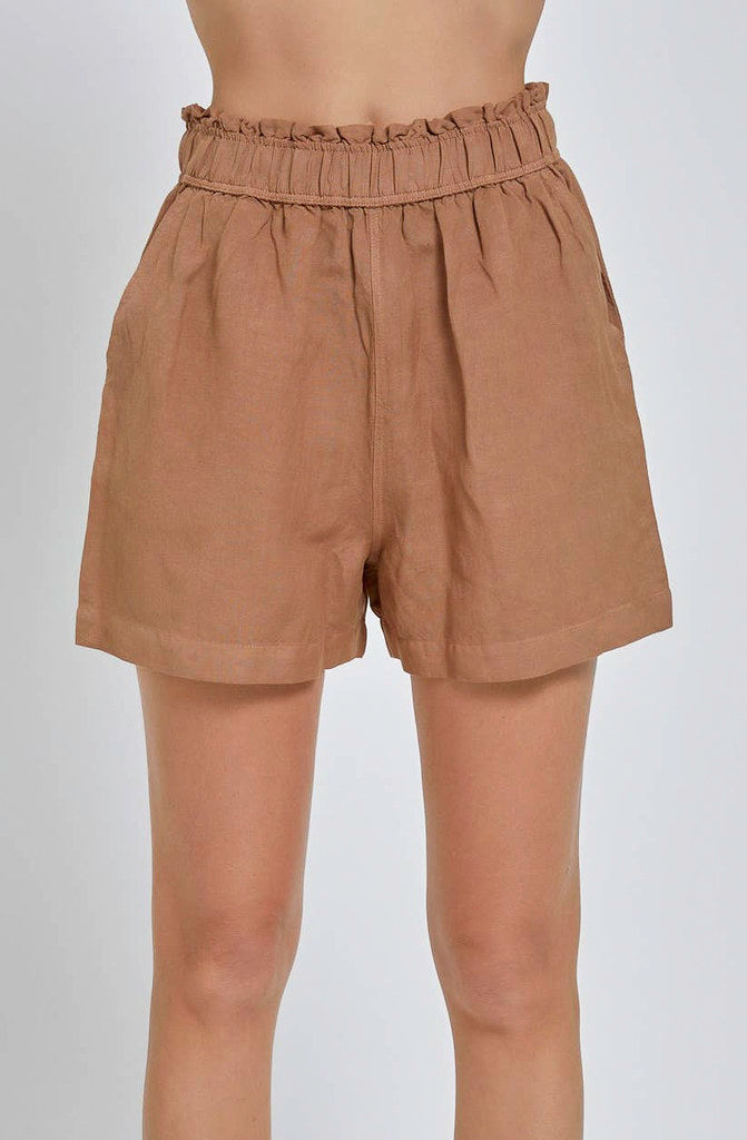 RELAXING ELASTIC LINEN SHORTS