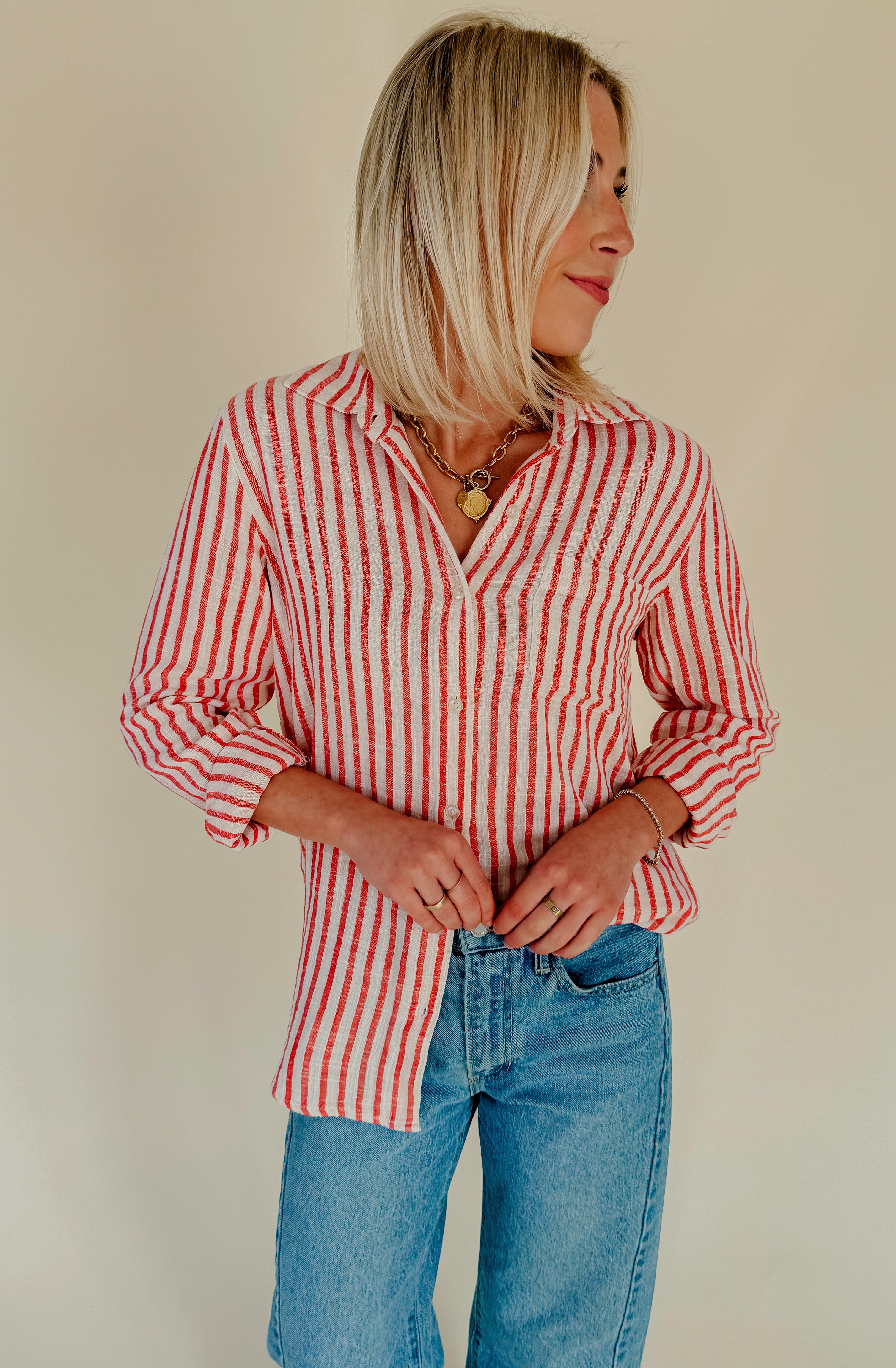 Z SUPPLY SATURDAYS STRIPE BUTTON UP