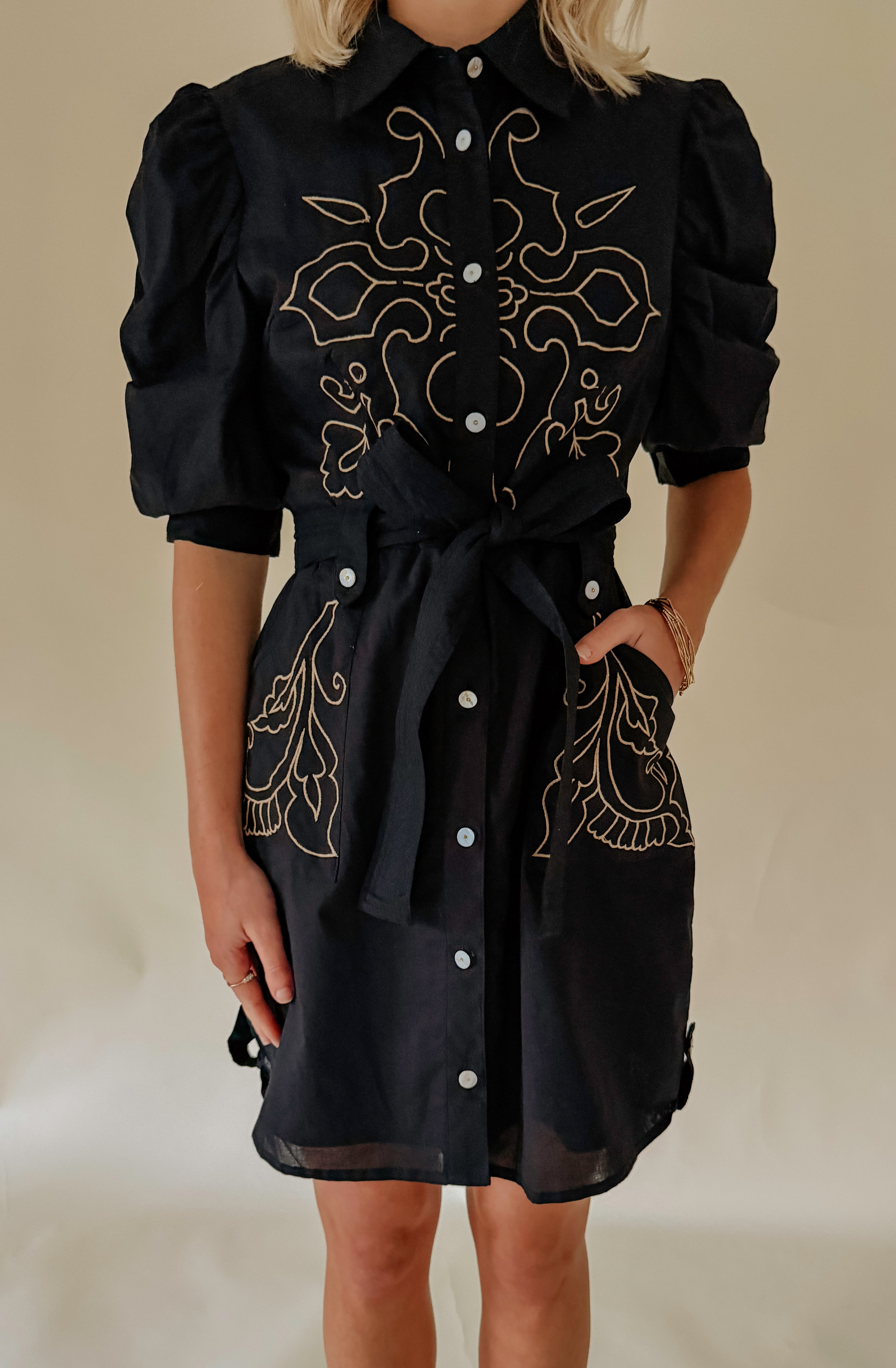 CIEBON LUCY EMBROIDERED MINI DRESS