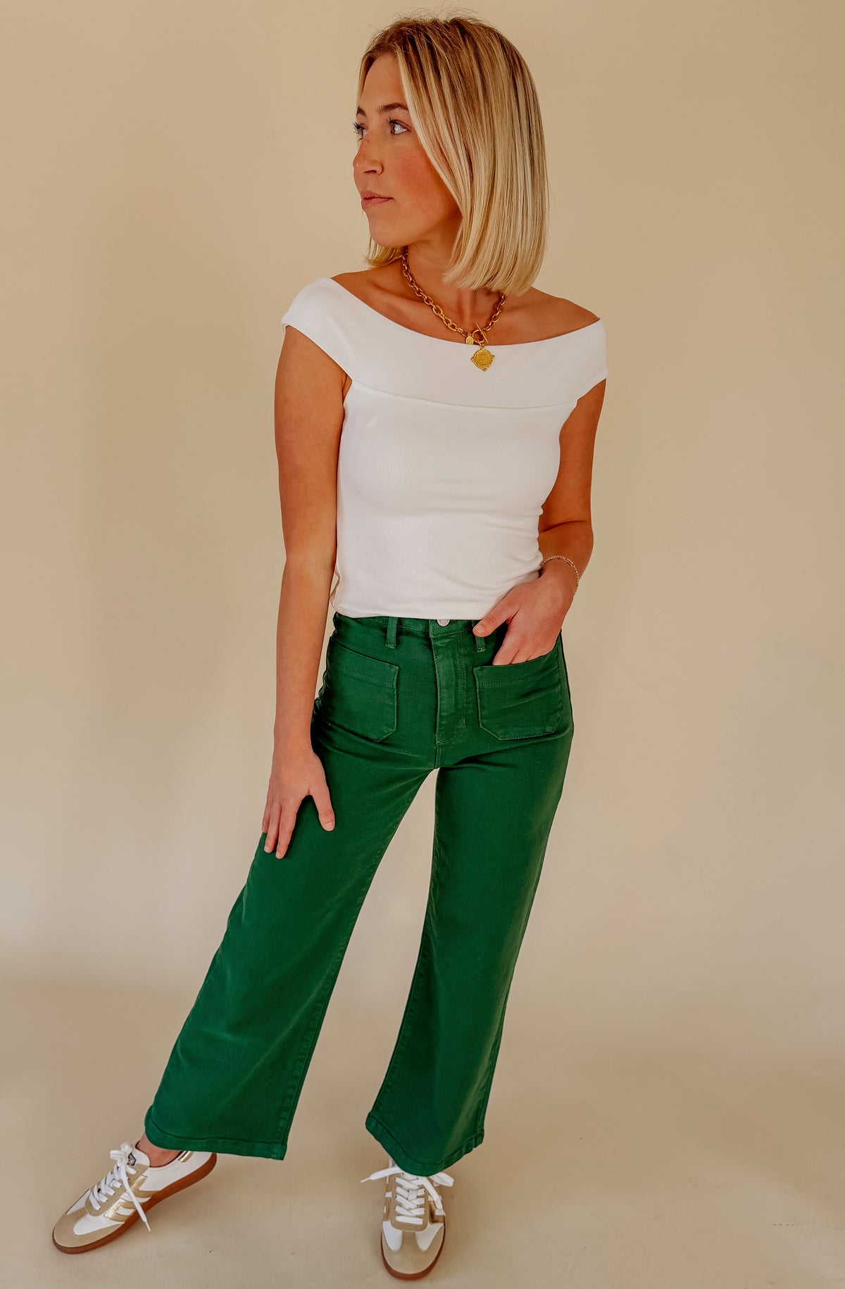 JUST BLACK PATCH POCKET WIDE LEG DENIM