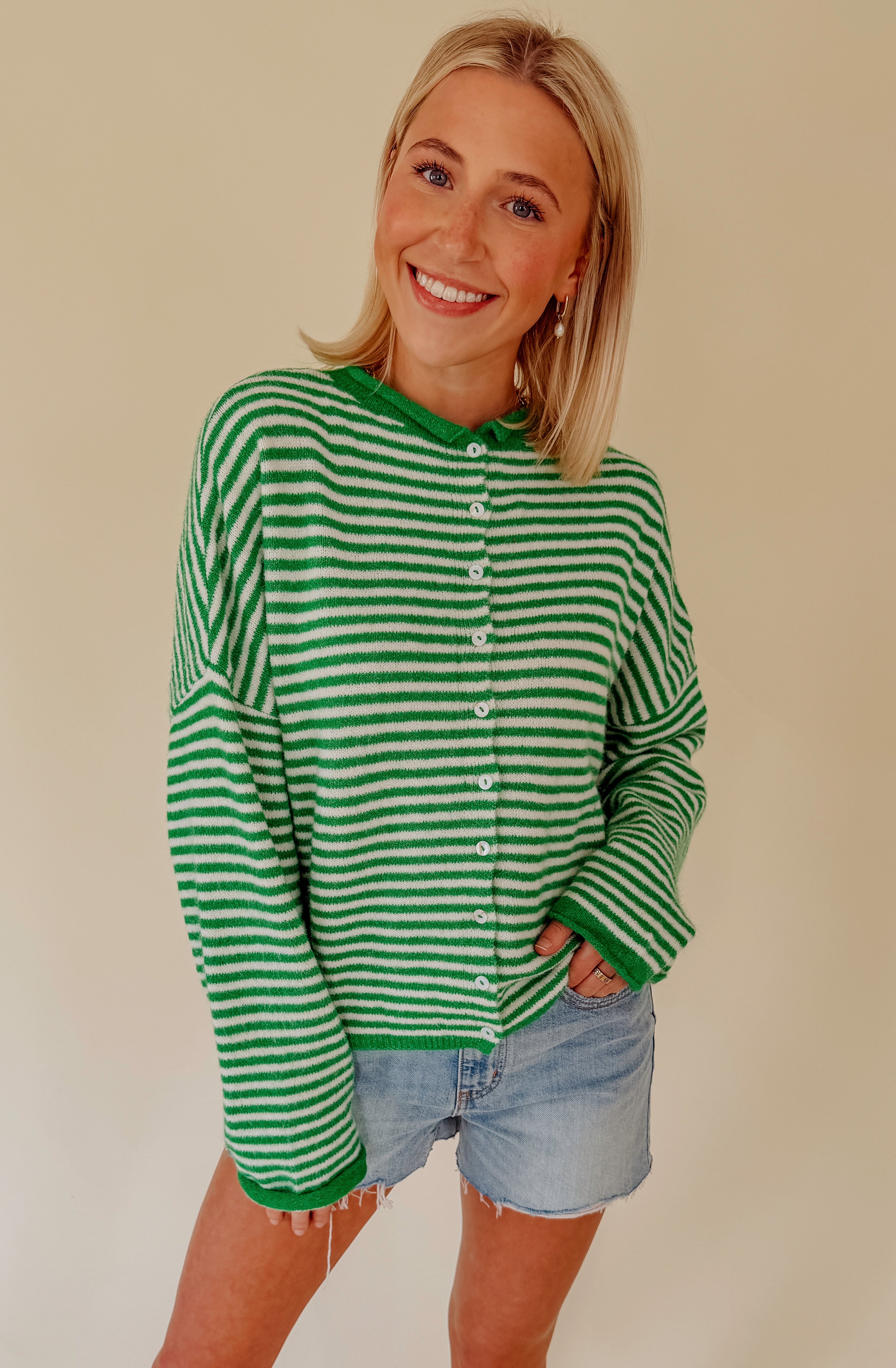 LUCK OF IT ALL STRIPED CARDIGAN