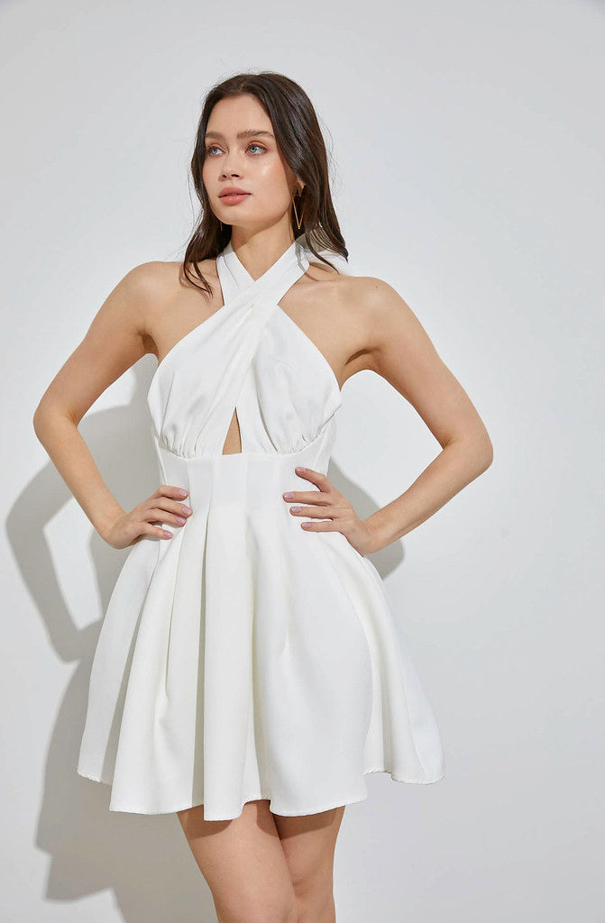 CROSS IT OUT HALTER DRESS