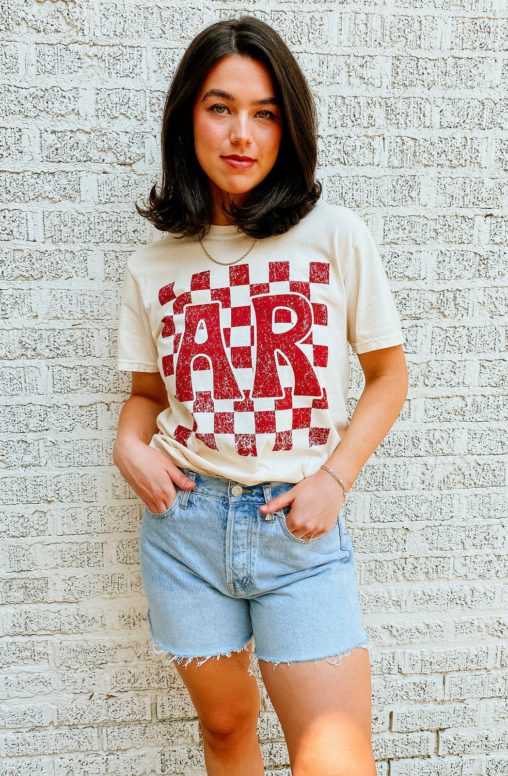 CHECKERED ARKANSAS TEE