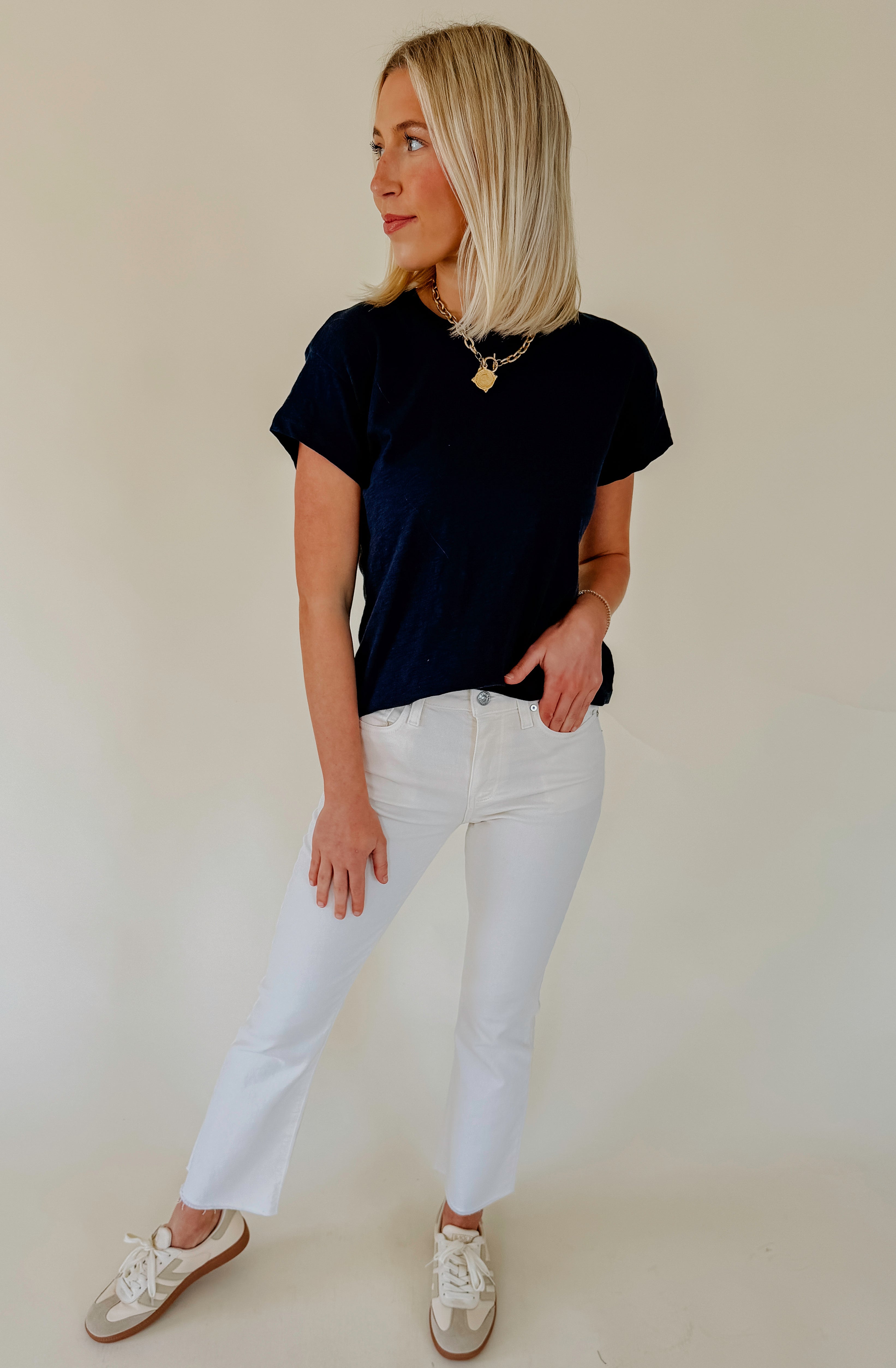 PAIGE MASON CROP BOOT DENIM IN CREAM CLOUD