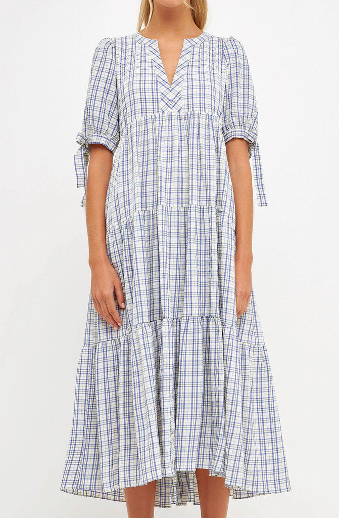 PLAID REPUTATION MIDI DRESS