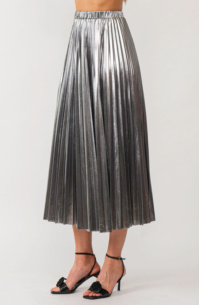 MIRRORBALL PLEATED MIDI SKIRT