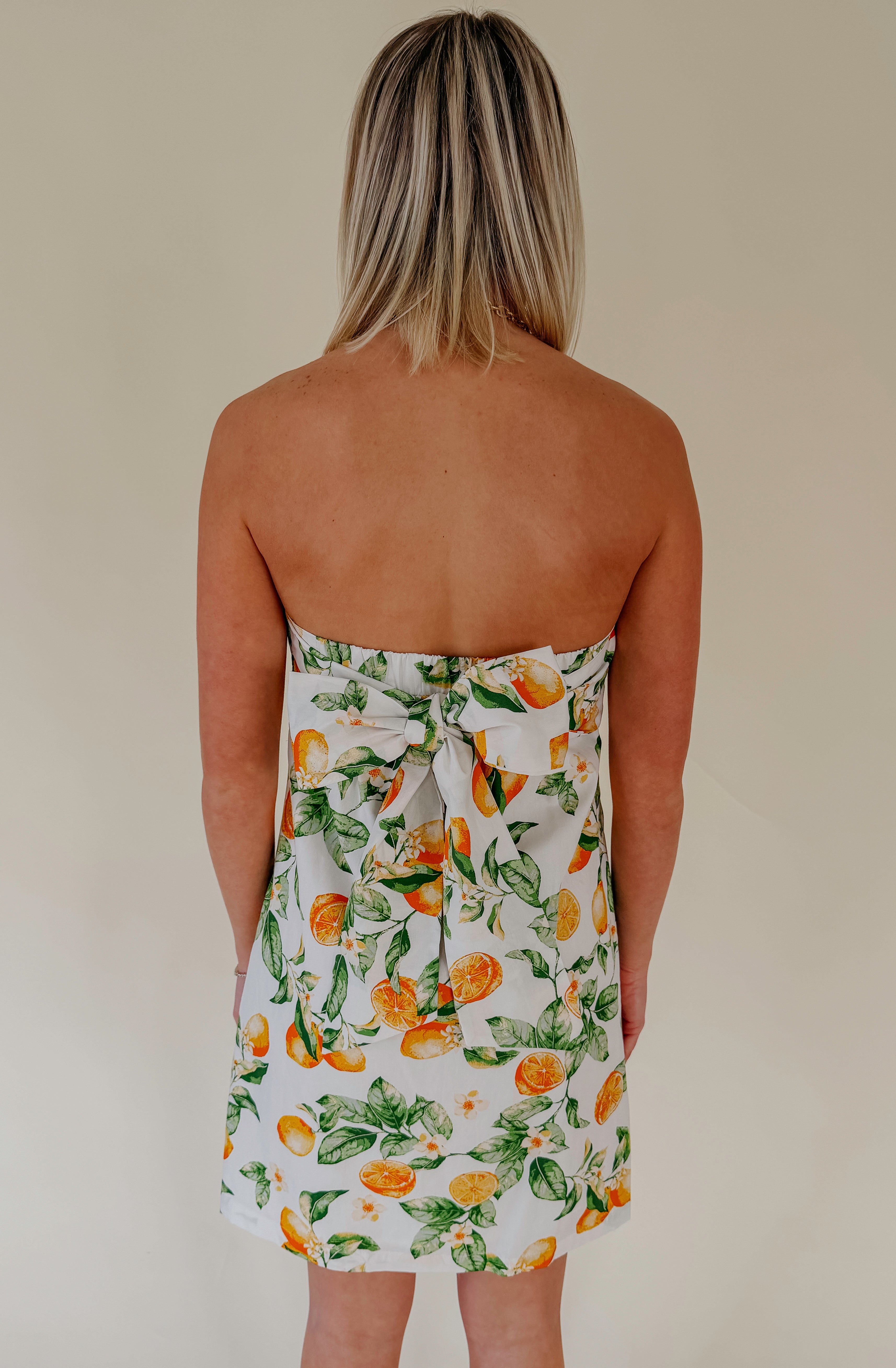 WHEN LIFE GIVES YOU LEMONS STRAPLESS DRESS