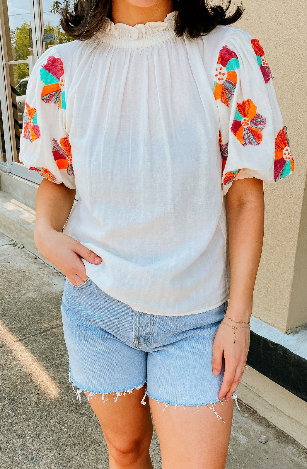 THE HALLIE EMBROIDERED BLOUSE