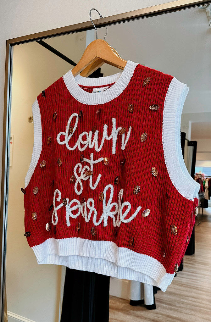 QUEEN OF SPARKLES DOWN SET SPARKLE SWEATER