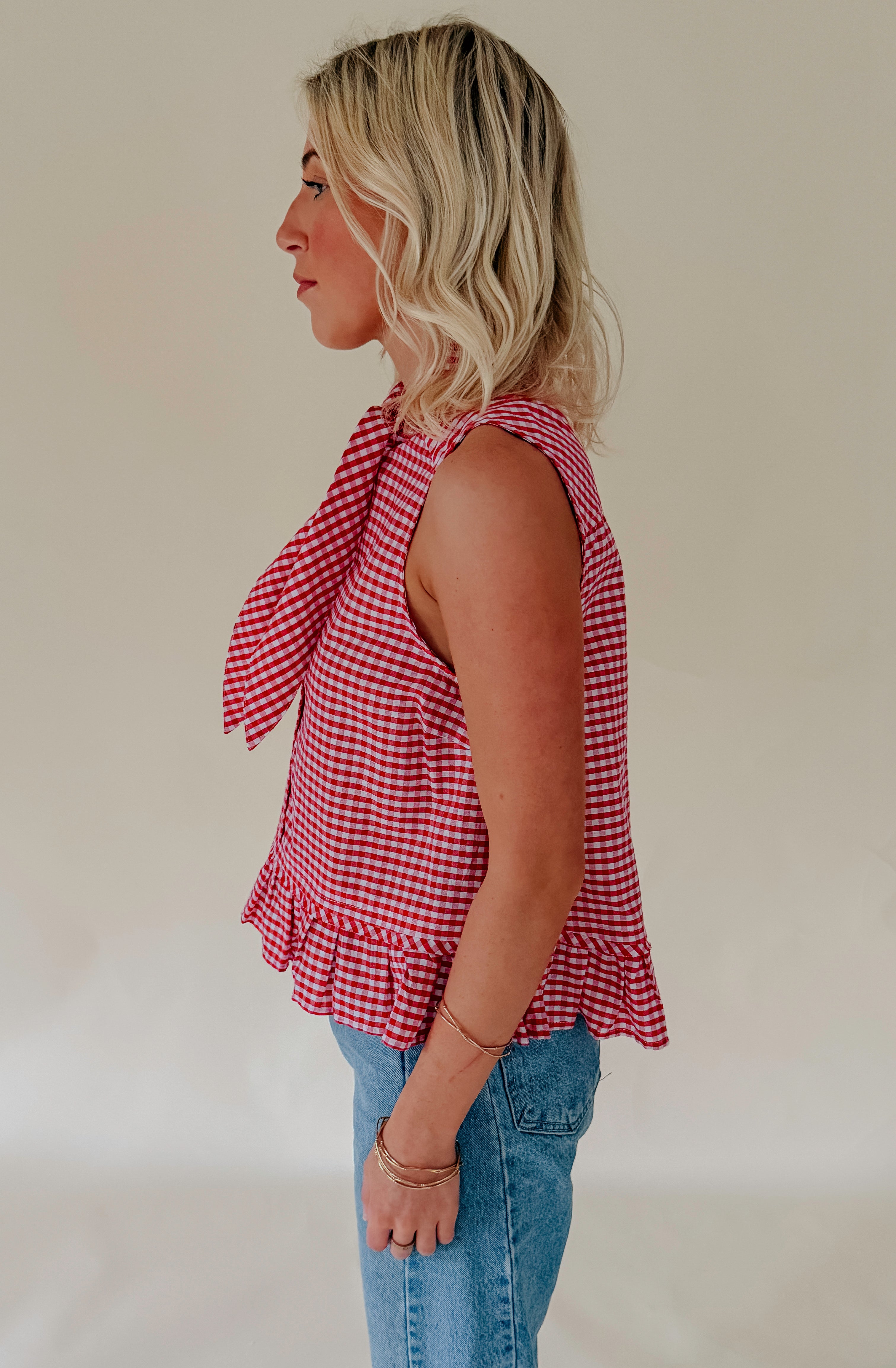 TIE BREAKER GINGHAM TOP