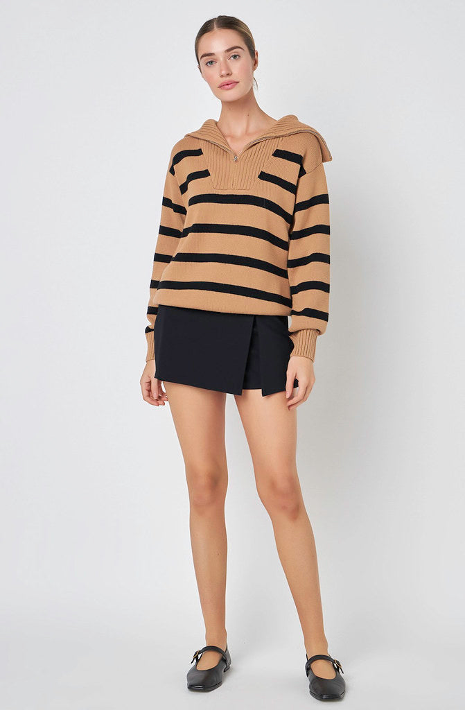 CUTIE IN STRIPES QUARTER ZIP