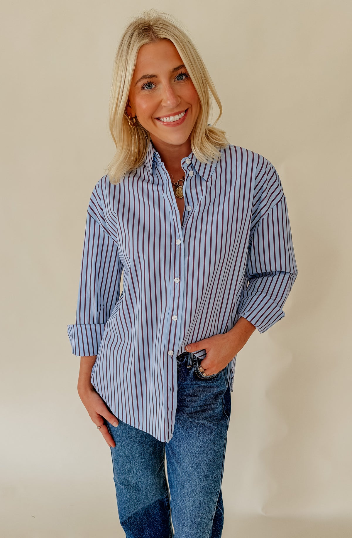 THE STACY BUTTONED BLOUSE