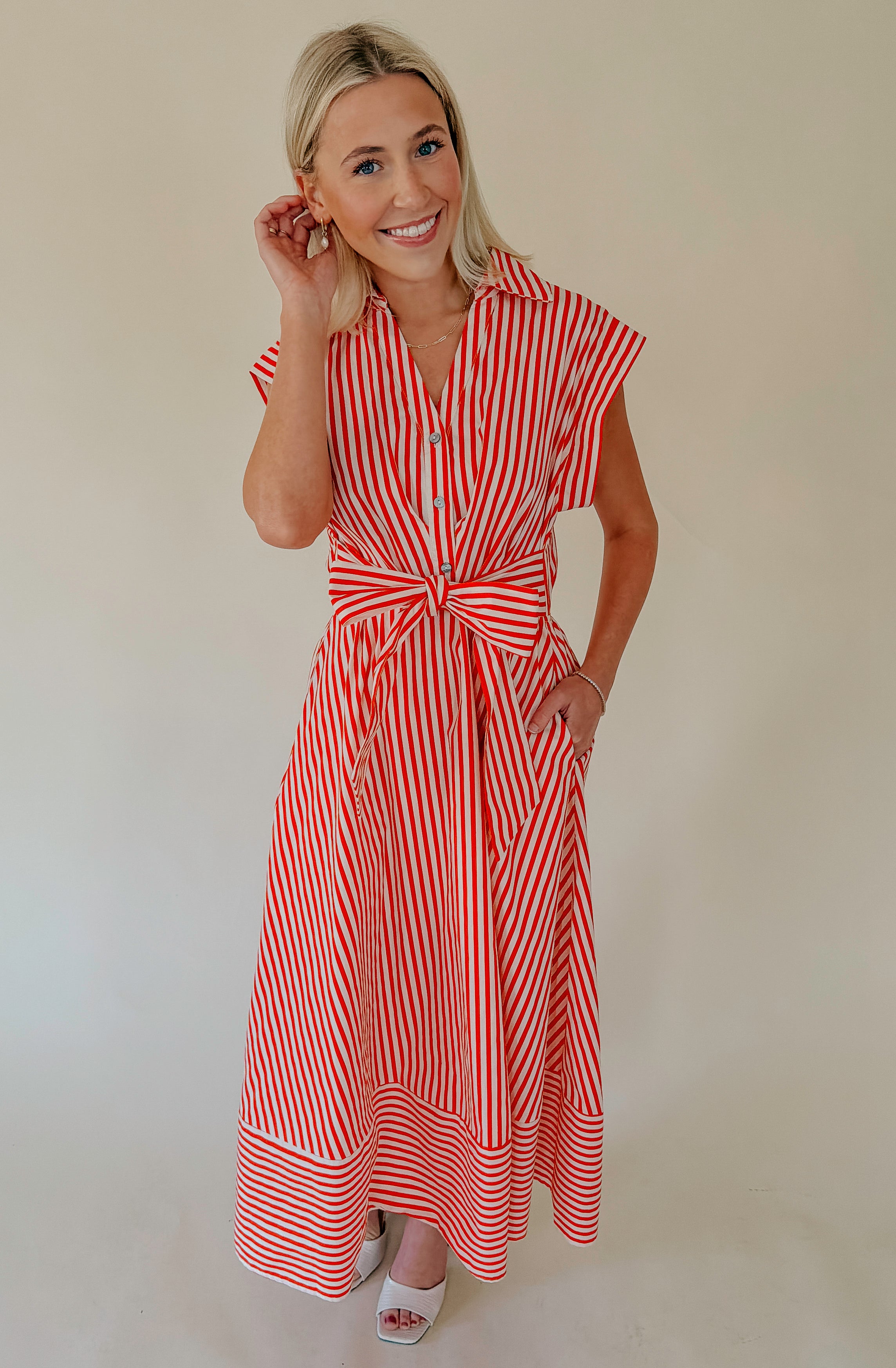 AMALFI COAST STRIPED MIDI