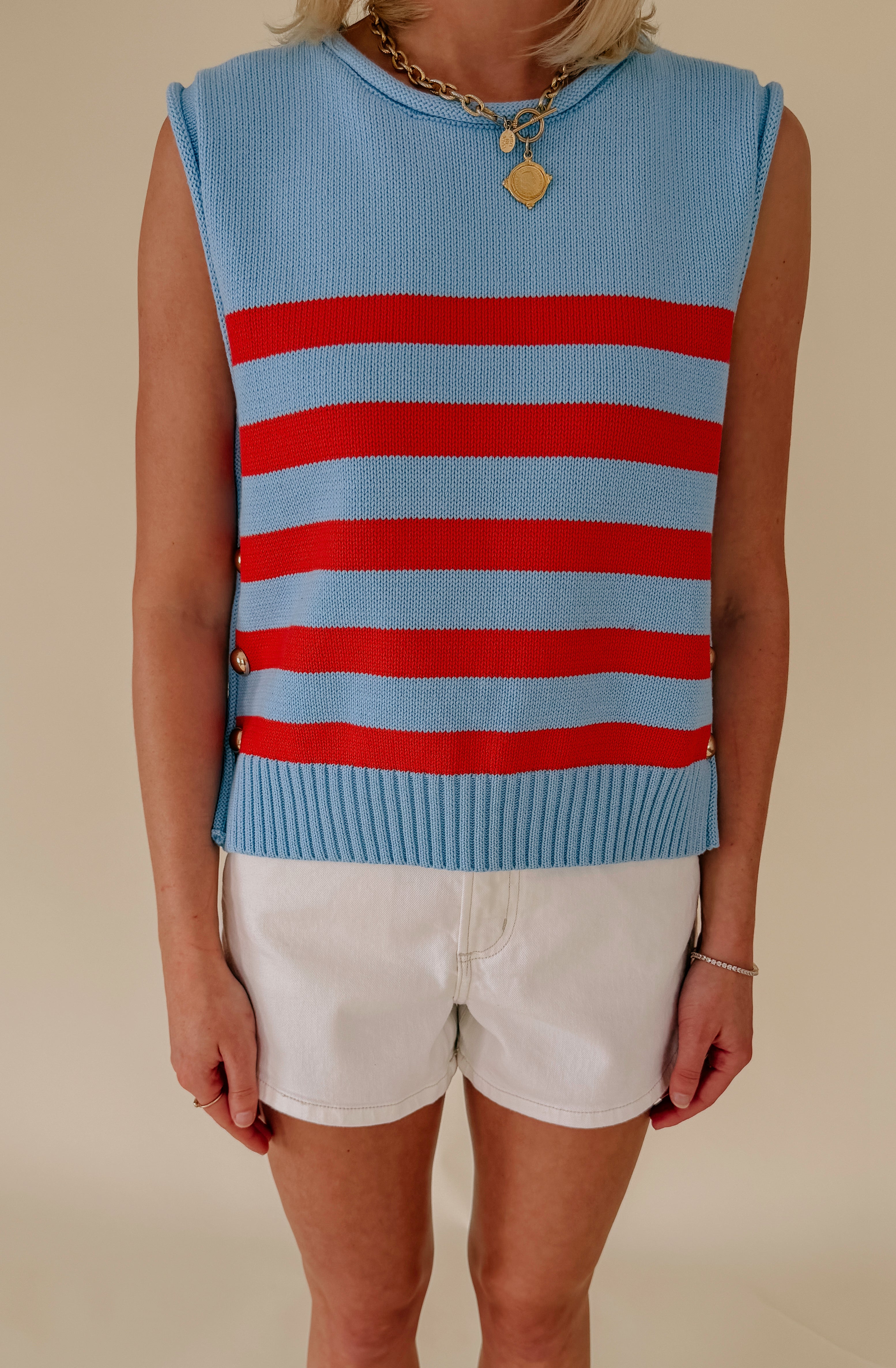 OFF COAST STRIPED SWEATER TANK