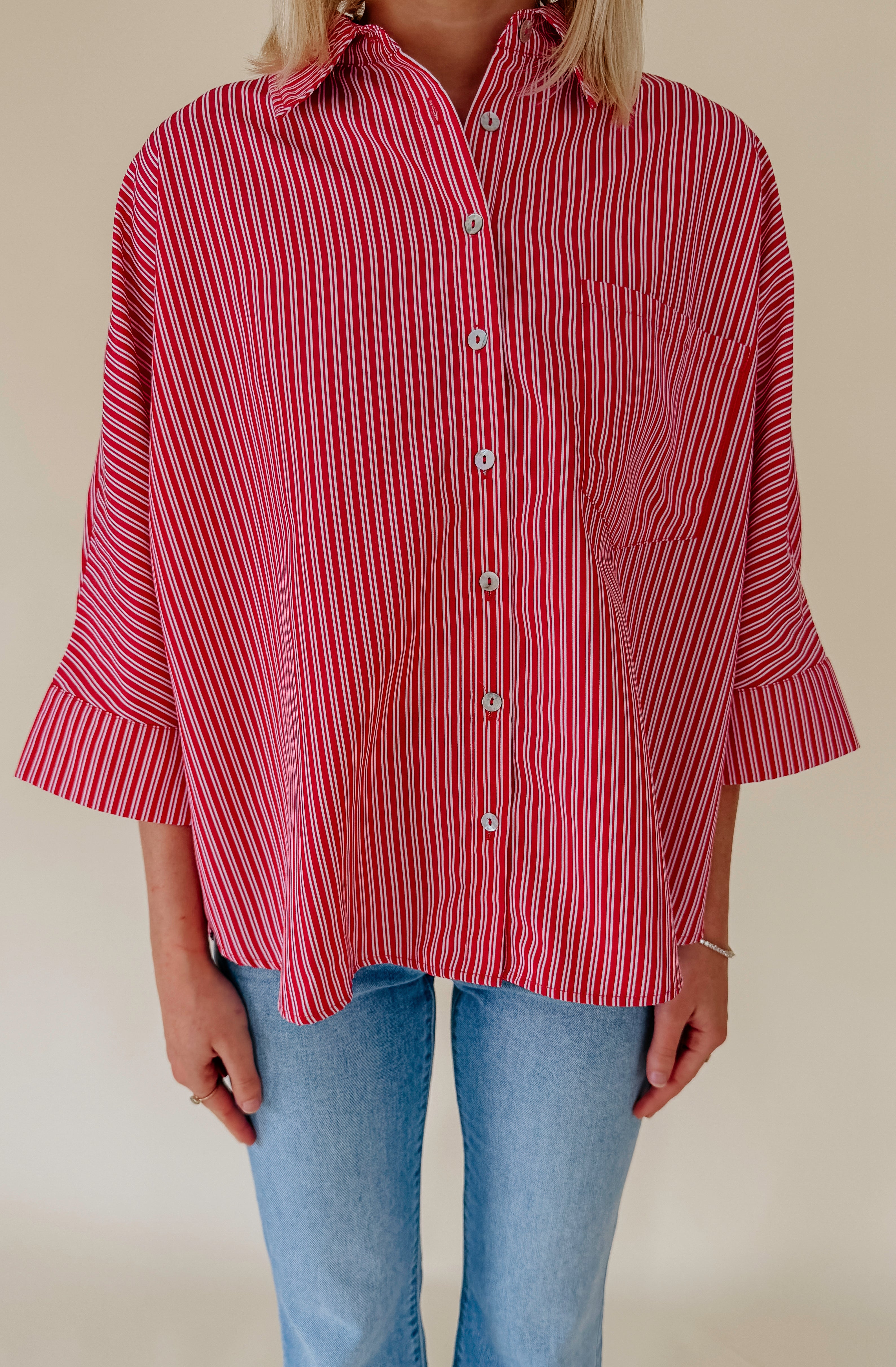 THE RAVEN STRIPED BUTTON UP
