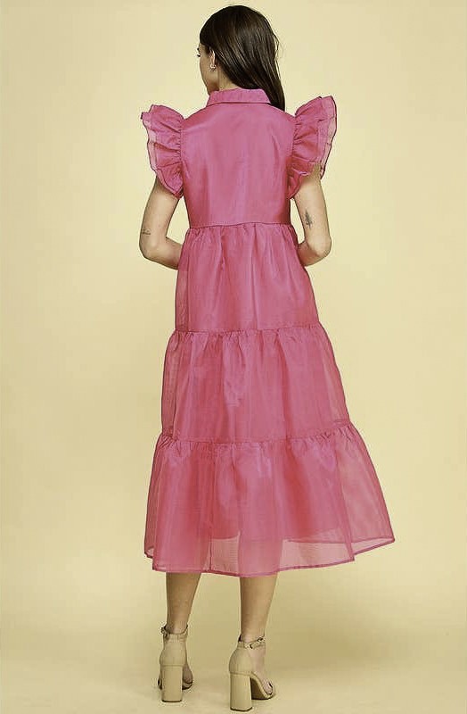 SHES GIVING TIERED MIDI DRESS