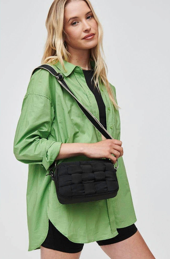 MINI WOVEN CROSSBODY PUFFER BAG